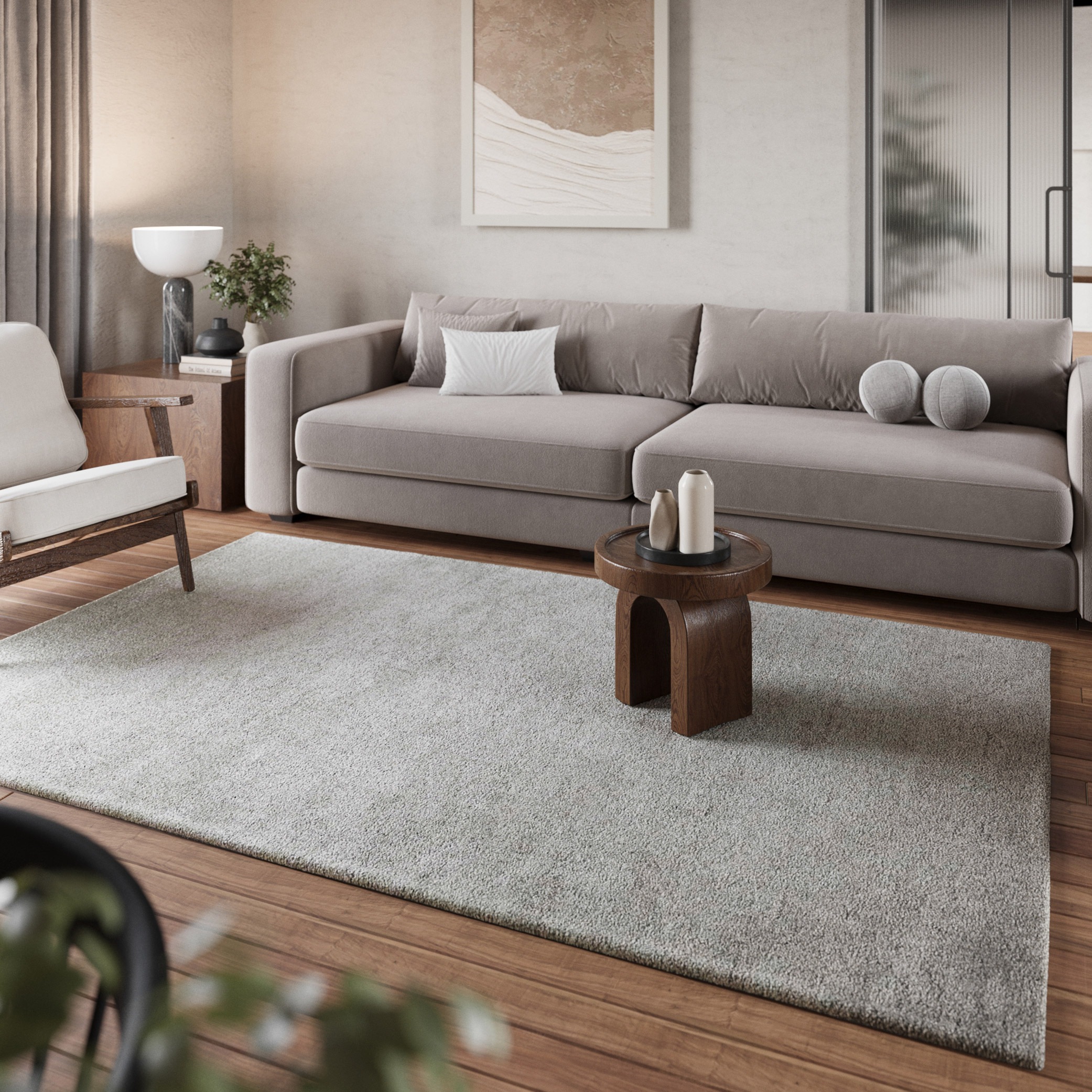 Homie Living Teppich »Pisa«, rund, 25 mm Höhe, Hochflor, Microfaser, uni, w günstig online kaufen