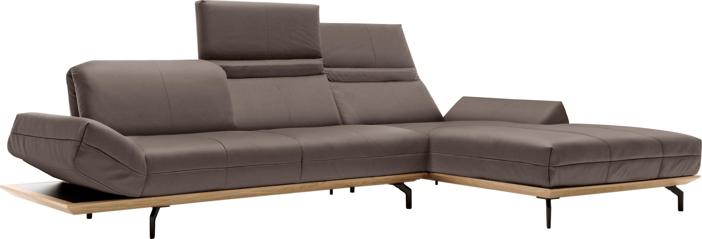 Creation BY ROLF BENZ Ecksofa »CR.420, Designecksofa, L-Form«, in 2 Qualitäten, Holzrahmen in Eiche Natur oder Nußbaum, Breite 313 cm