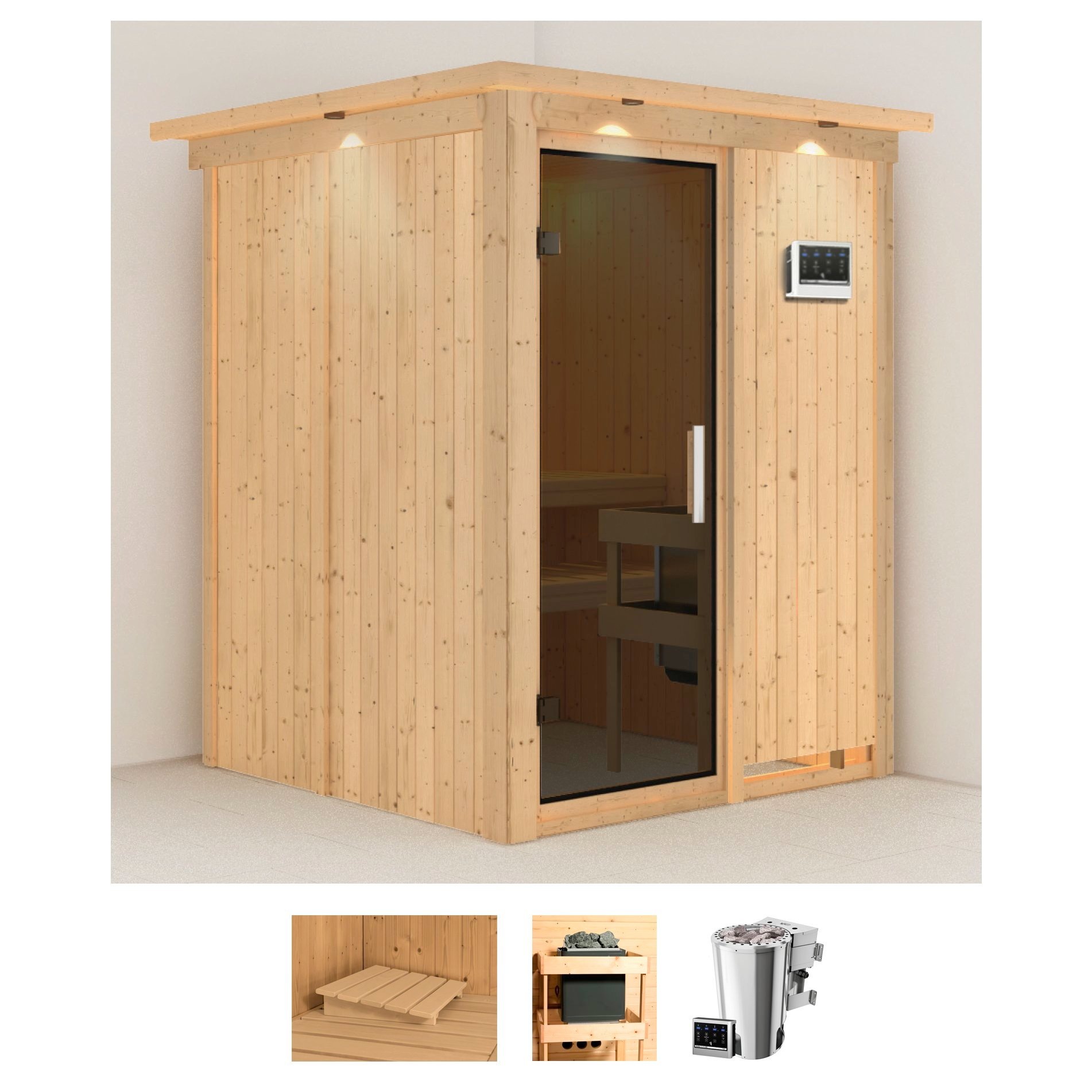 Karibu Sauna »Milaja«, 3,6-kW-Bio-Plug & Play Ofen mit externer Steuerung günstig online kaufen