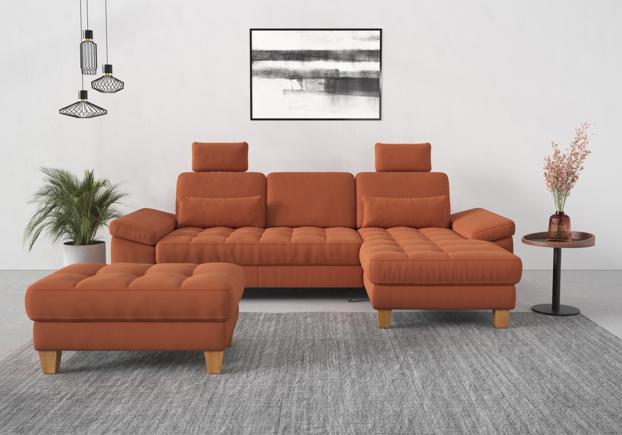 sit&more Ecksofa »Westham L-Form«, mit Recamiere, mit oder ohne Bettfunktion, Bettkasten, Füße Eiche