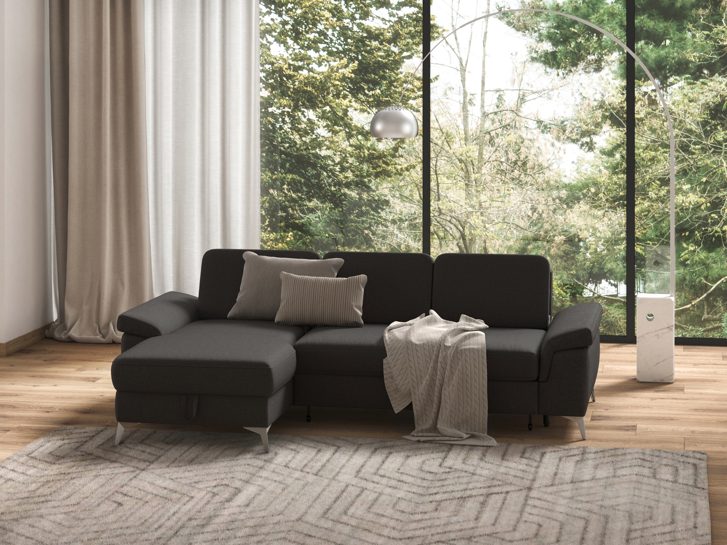 sit&more Ecksofa »Padua L-Form«, inklusive Sitztiefenverstellung, Armteilfunktion und Federkern
