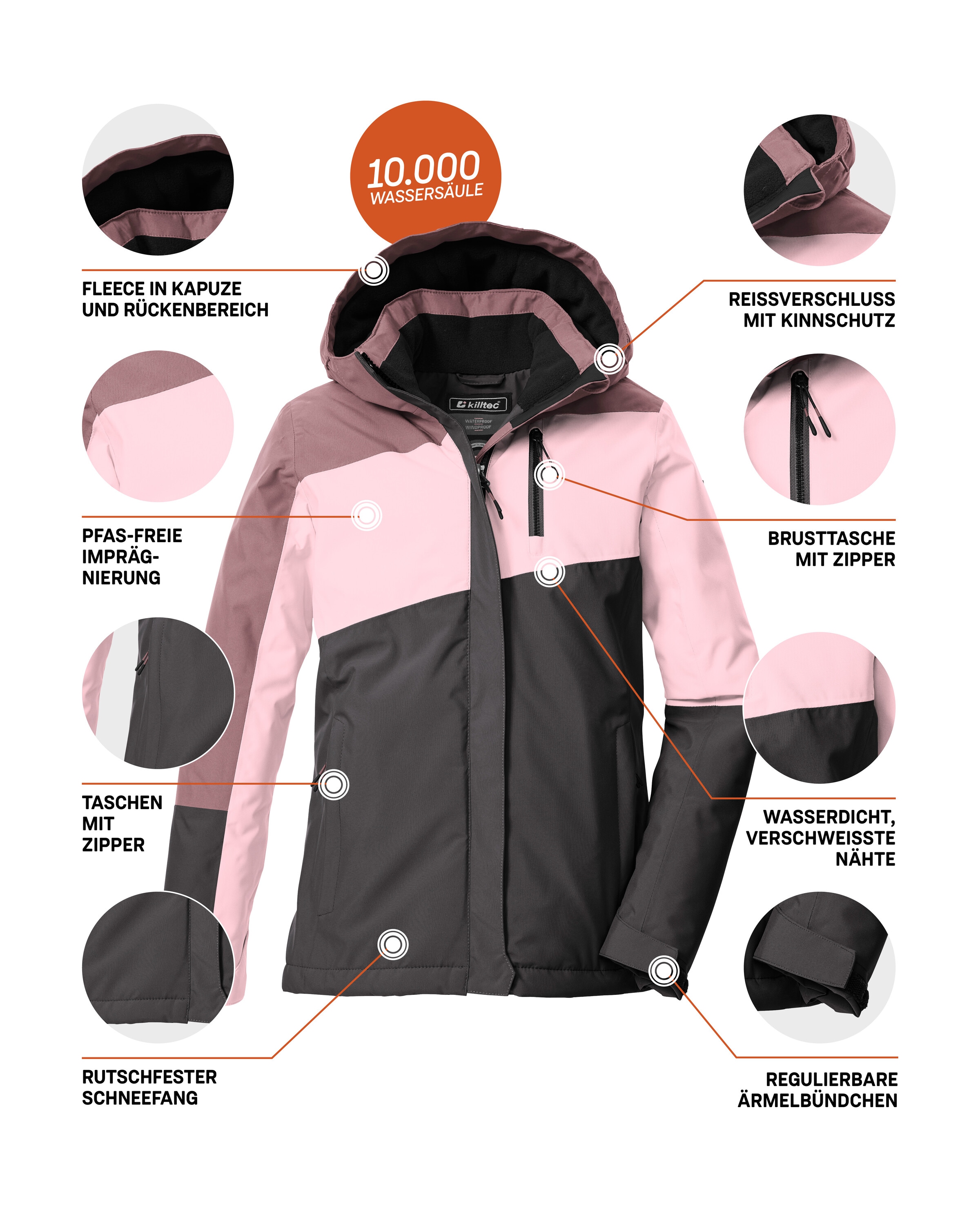 Killtec Funktionsjacke »KOW 218 GRLS JCKT«, Winddichte, wasserdichte Kinderjacke mit verstellbarer Kapuze