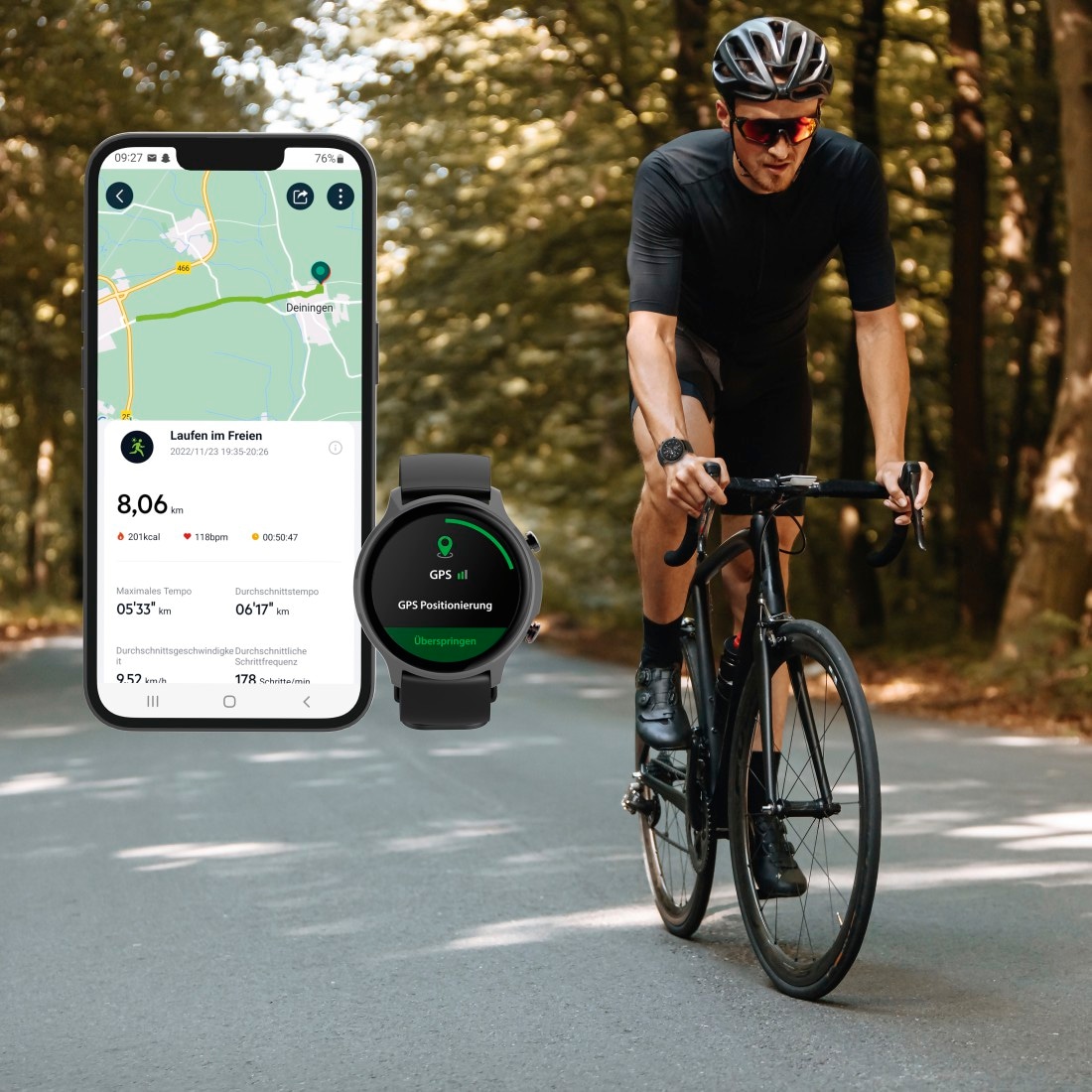 Hama Smartwatch »Smartwatch bestellen GPS (Fitnesstracker, Timer«, Herren online Kalorien, Herzfrequenz, Musik, Stress, Blutsauerstoff, Uhr) Schritte, Schlaf, Tempo, Pulsmessung