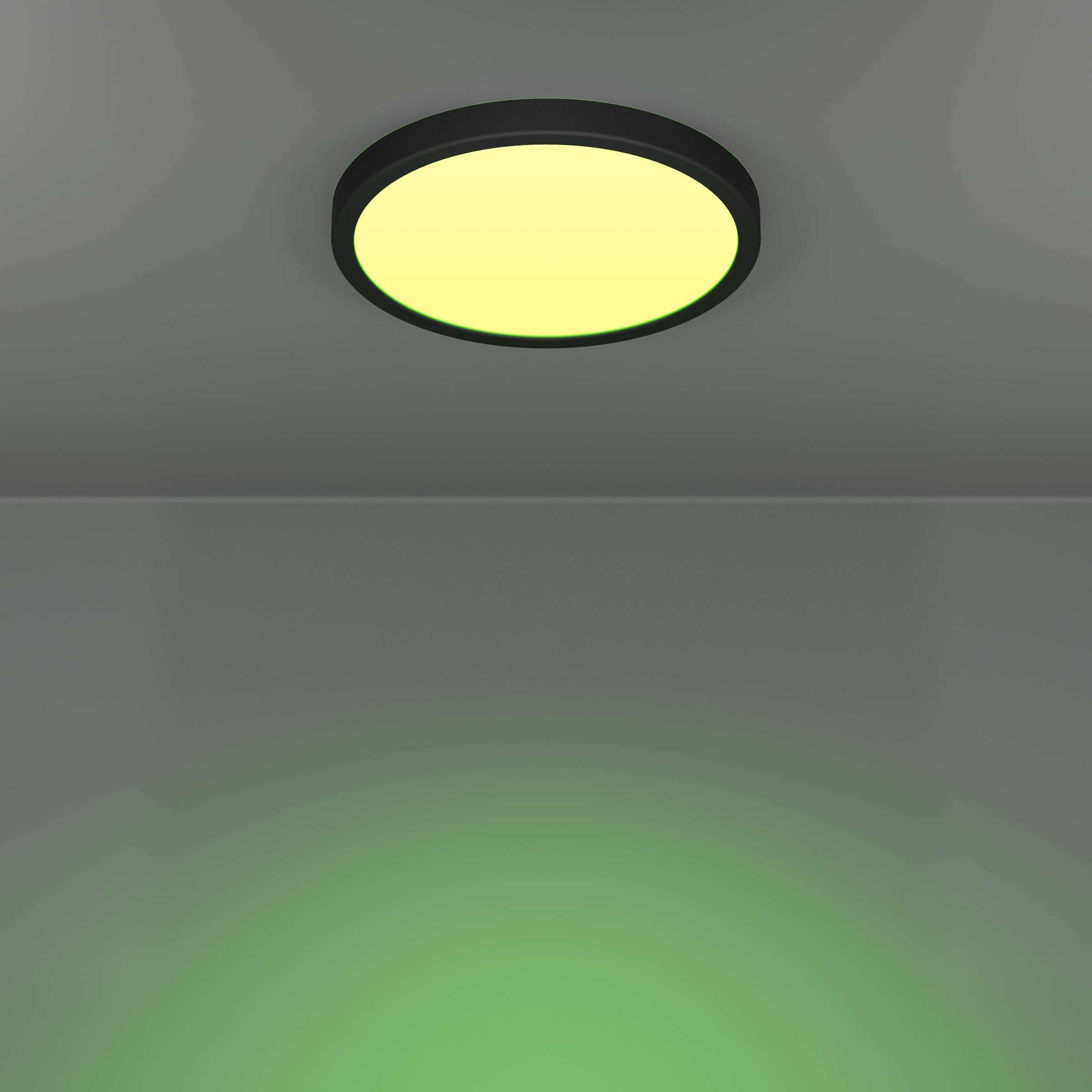 EGLO Aufbauleuchte »Fueva 6-Z Deckenlampe, ZigBee, App und Sprachsteuerung, Badlampe, IP44« LED-Modul 1 Stk. Kaltweiß | RGB Aufbauleuchte - H2,5 x Ø27,8 cm - schwarz - 14,3W inkl.