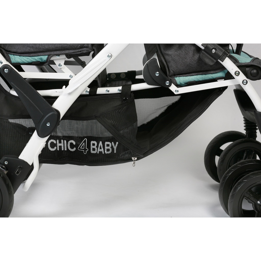 CHIC4BABY Geschwisterwagen »Duo, melange mint«, mit feststellbaren Doppelschwenk-Vorderrädern