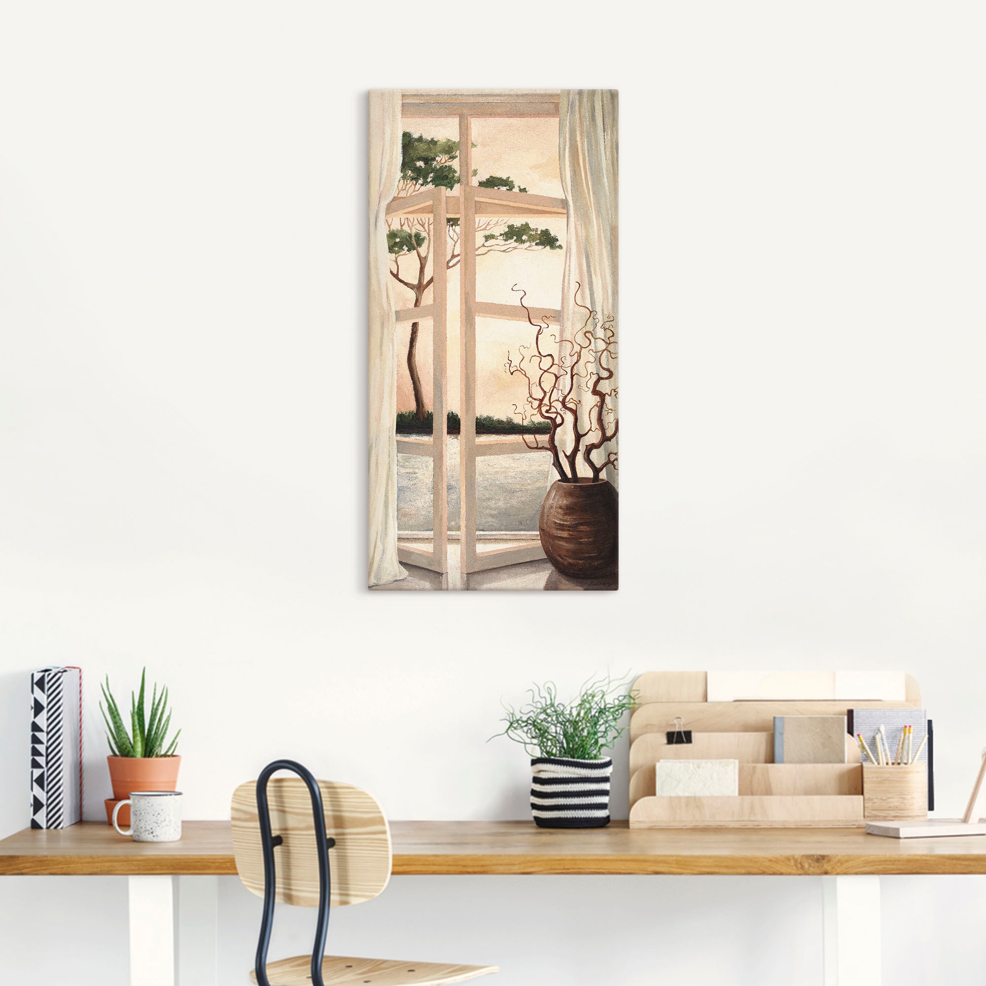 Artland Wandbild »Fensterbild Toskanischer Sonnenuntergang«, Fensterblick, (1 St.), als Alubild, Outdoorbild, Leinwandbild, Poster, Wandaufkleber