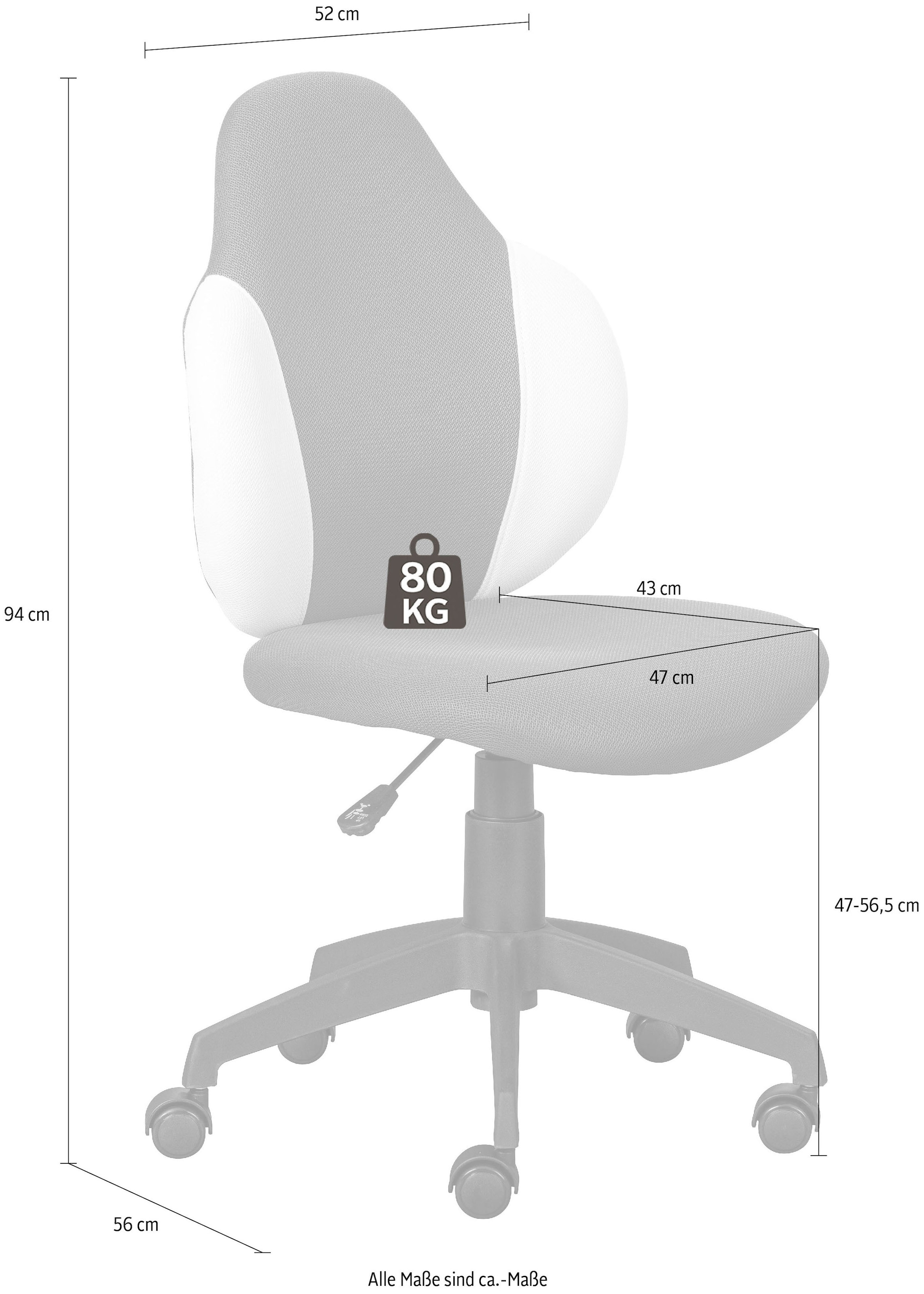 Inter Link Bürostuhl »Jessi, Kinderdrehstuhl, ergonomisch, höhenverstellbar, Drehstuhl« () für Kinder und Jugendliche