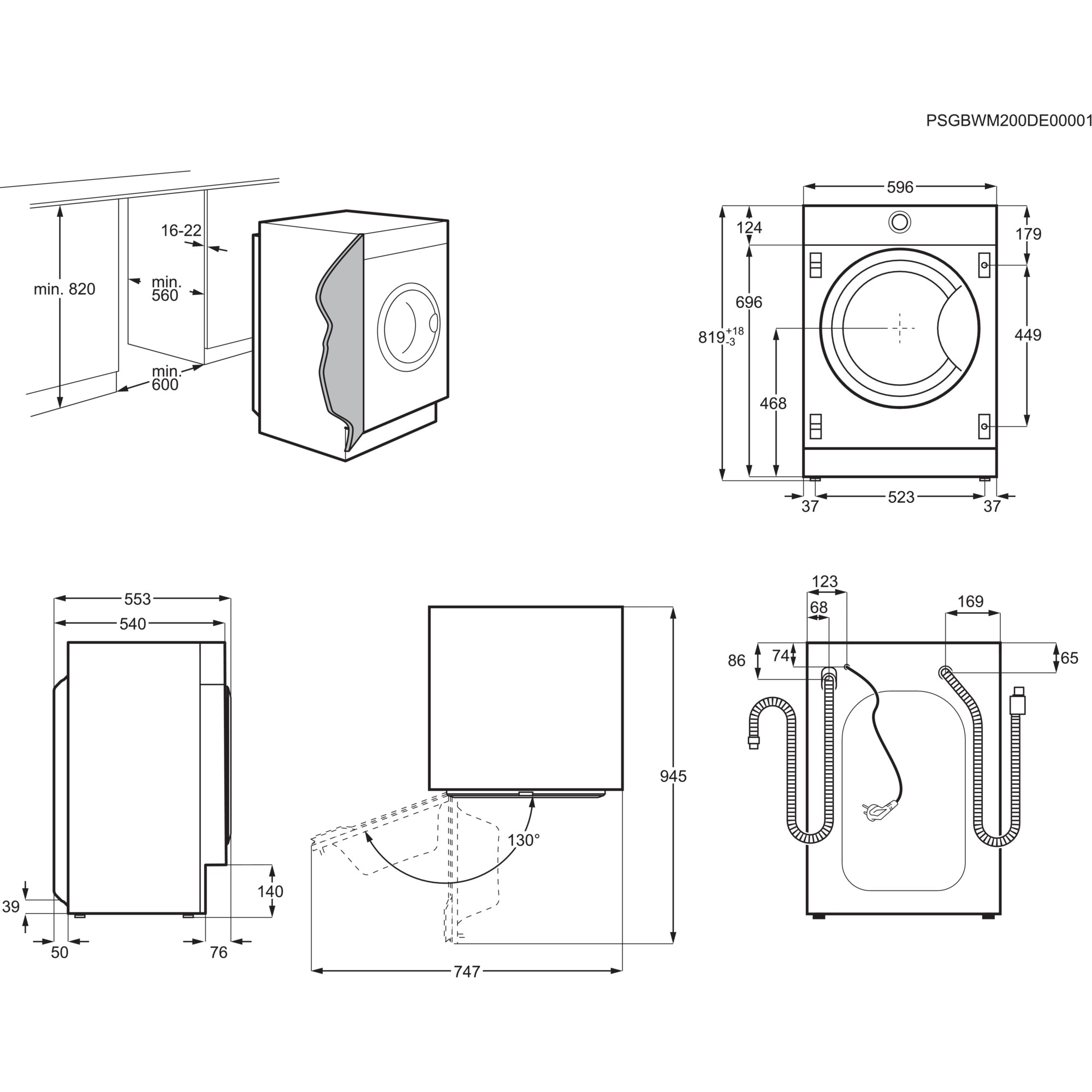 AEG Einbauwaschmaschine 8000 »LR8BI7480«, 8 kg, 1400 U/min, ÖkoMix-Technologie