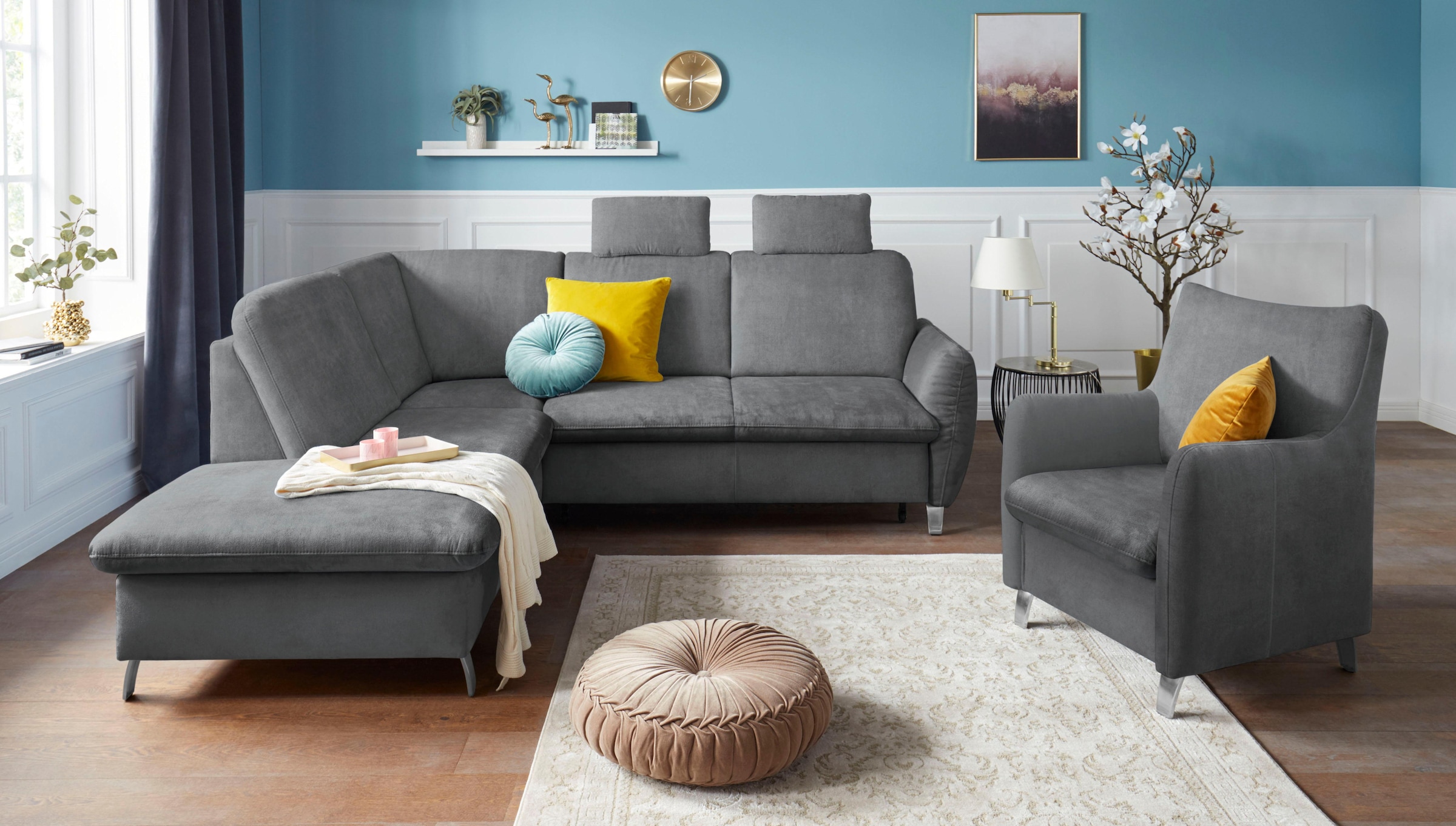 sit&more Ecksofa »Daytona L-Form«, mit Federkern, zwei Kopfstützen und wahl günstig online kaufen