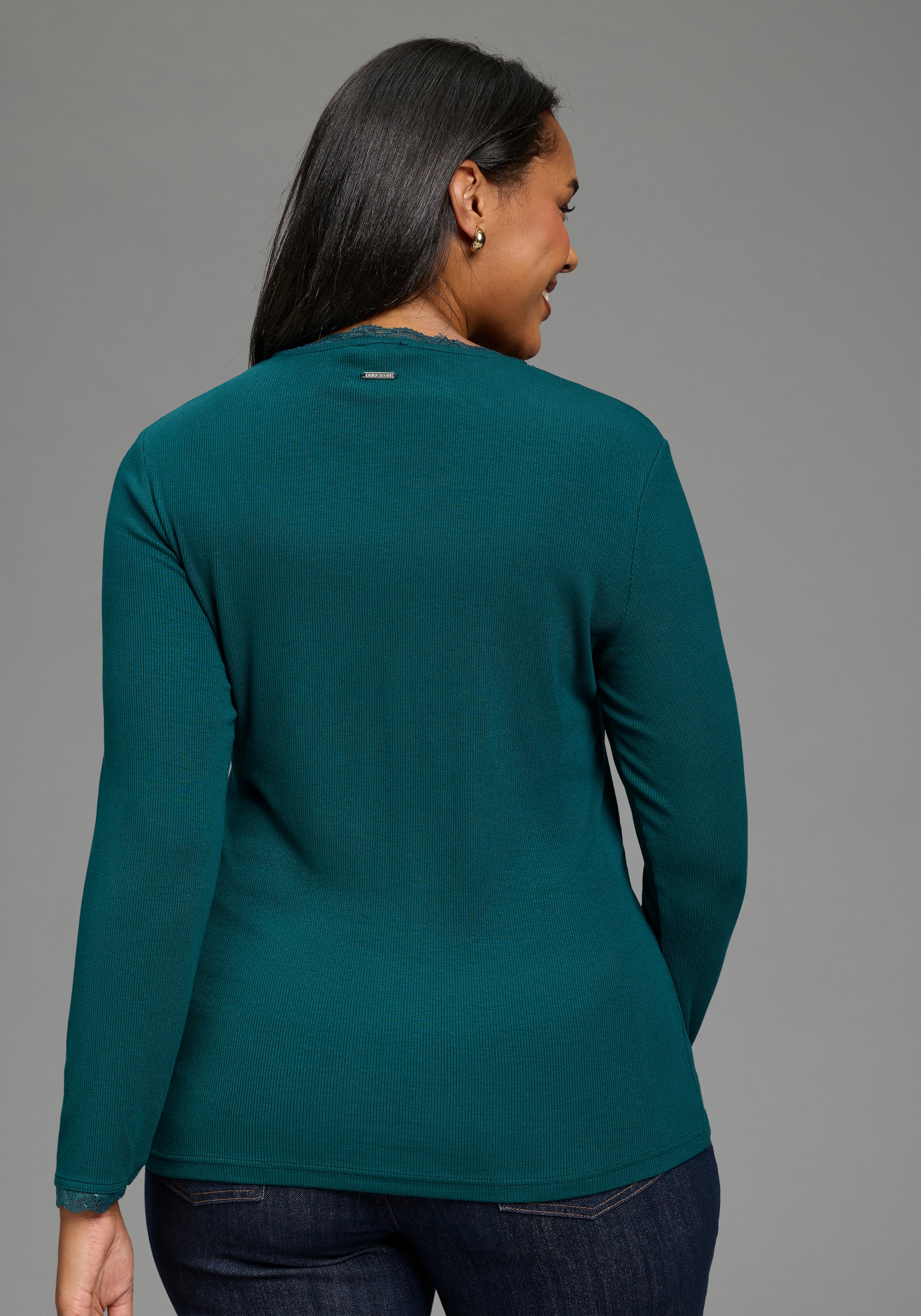 Laura Scott CURVE Langarmshirt »Große Größen« aus elastischer Rippware, sehr figurbetonte Passform