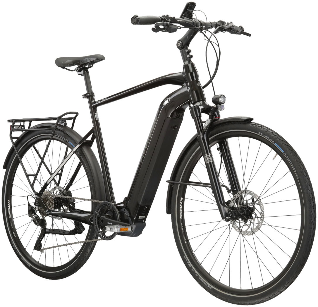 Kross E-Bike »E-Trekkingrad Trans Hybrid 6.0 28 Zoll schwarz«, 10 Gang, Shimano, DEORE XT T8000, Mittelmotor 250 W, Pedelec, Elektrofahrrad für Herren