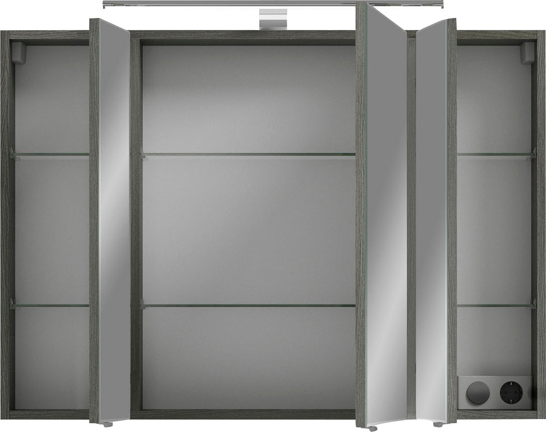 Saphir Badmöbel-Set »6005 Sprint 2-teilig, Keramik-Waschtisch mit LED-Spiegelschrank«, (2 St.), Waschplatz 98 cm breit, inkl. Türdämpfer, 3 Türen, 2 Schubladen
