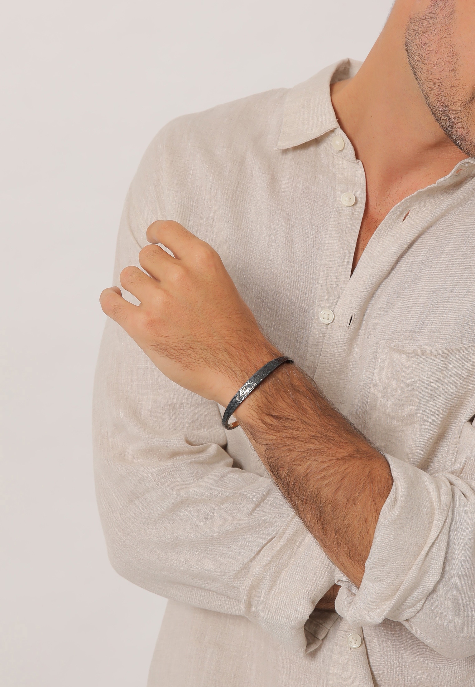 Kuzzoi Armband »Herren Armreif Handgefertigt Used Look 925 Silber«
