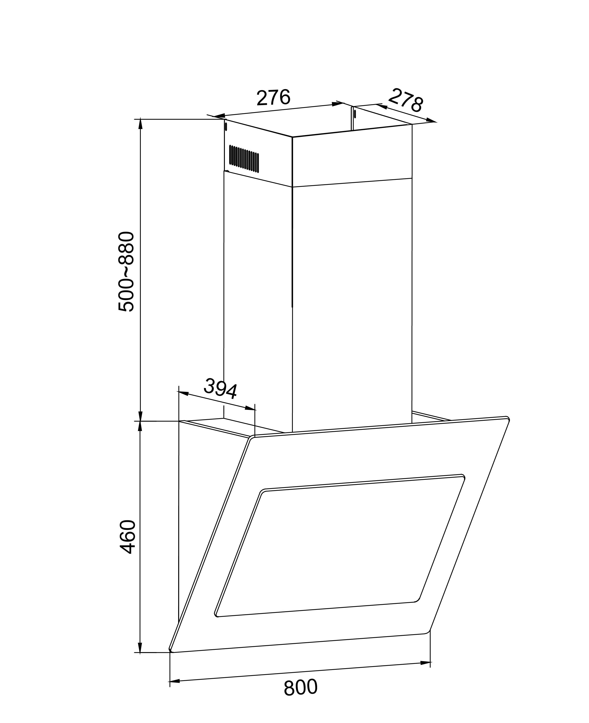 Amica Kaminhaube »KHF 685 651 S« Schwarz & flexibel: Licht an, Slider rauf – im Nu sauber