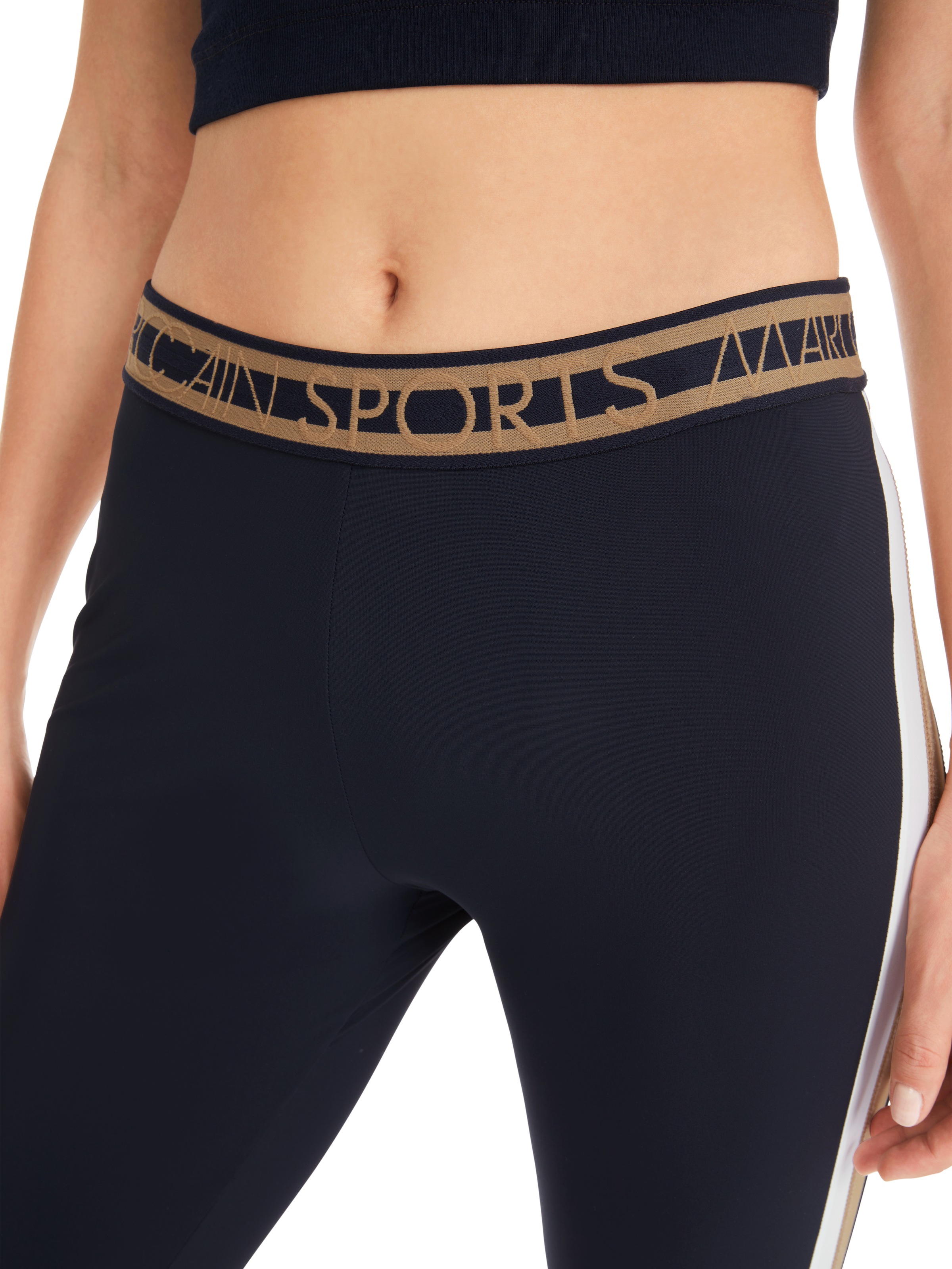 Marc Cain Leggings »"Heartbreaker" Premium Damenmode«, Leggings mit Galon "Rethink Together"