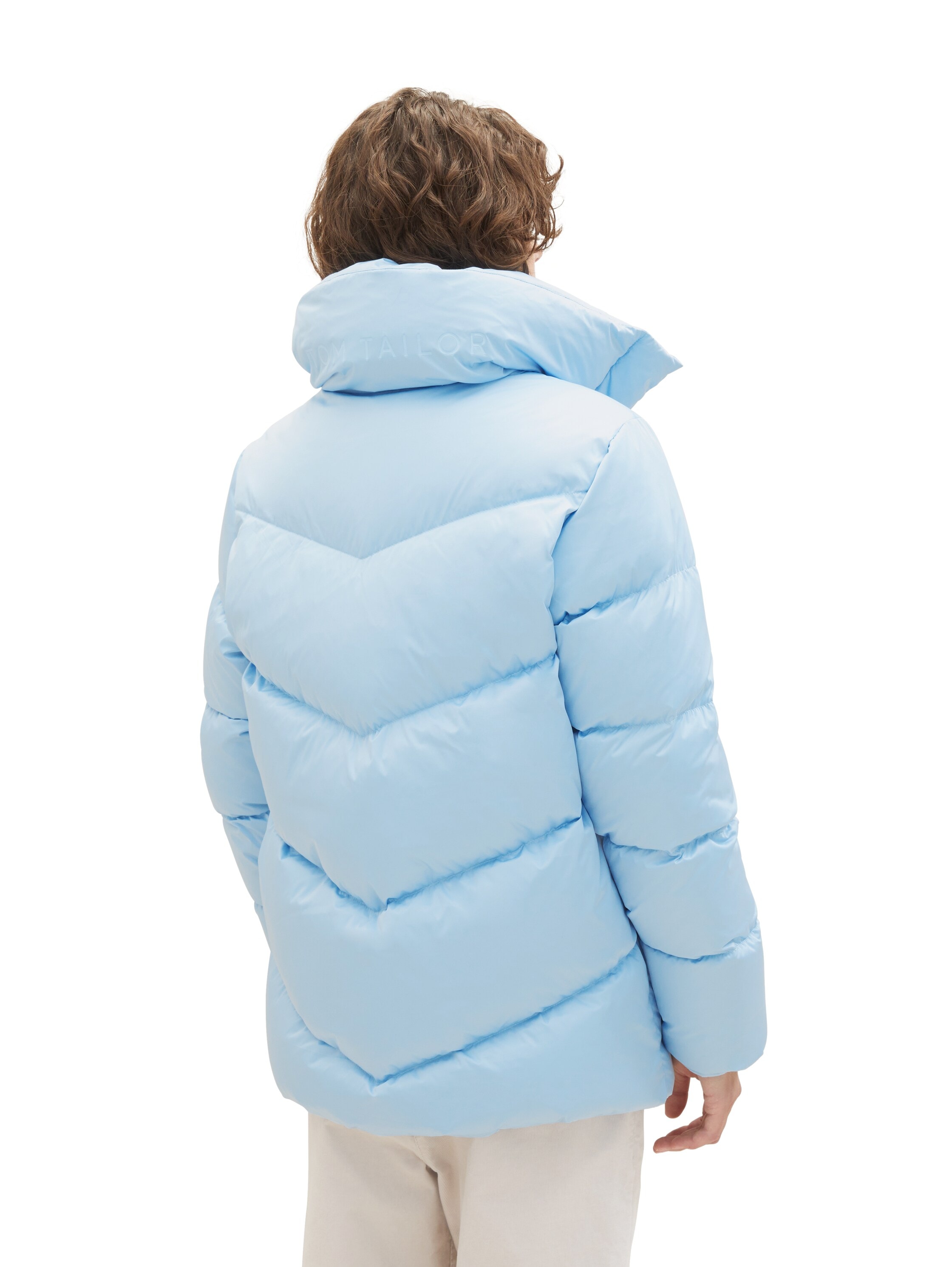 TOM TAILOR Steppjacke, mit Logodruck am wattierten Stehkragen