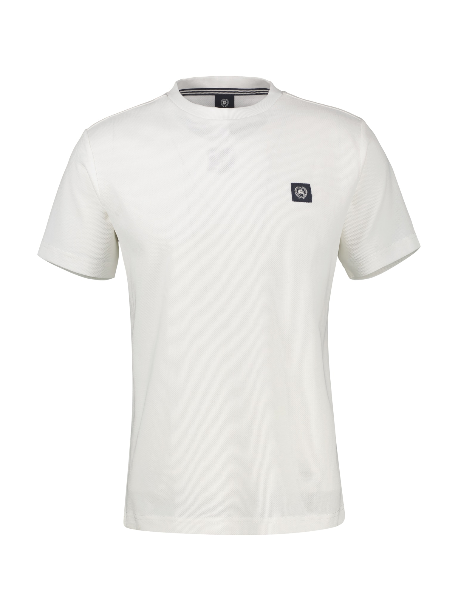 LERROS Rundhalsshirt mit Logo-Badge und in Waffle-Optik