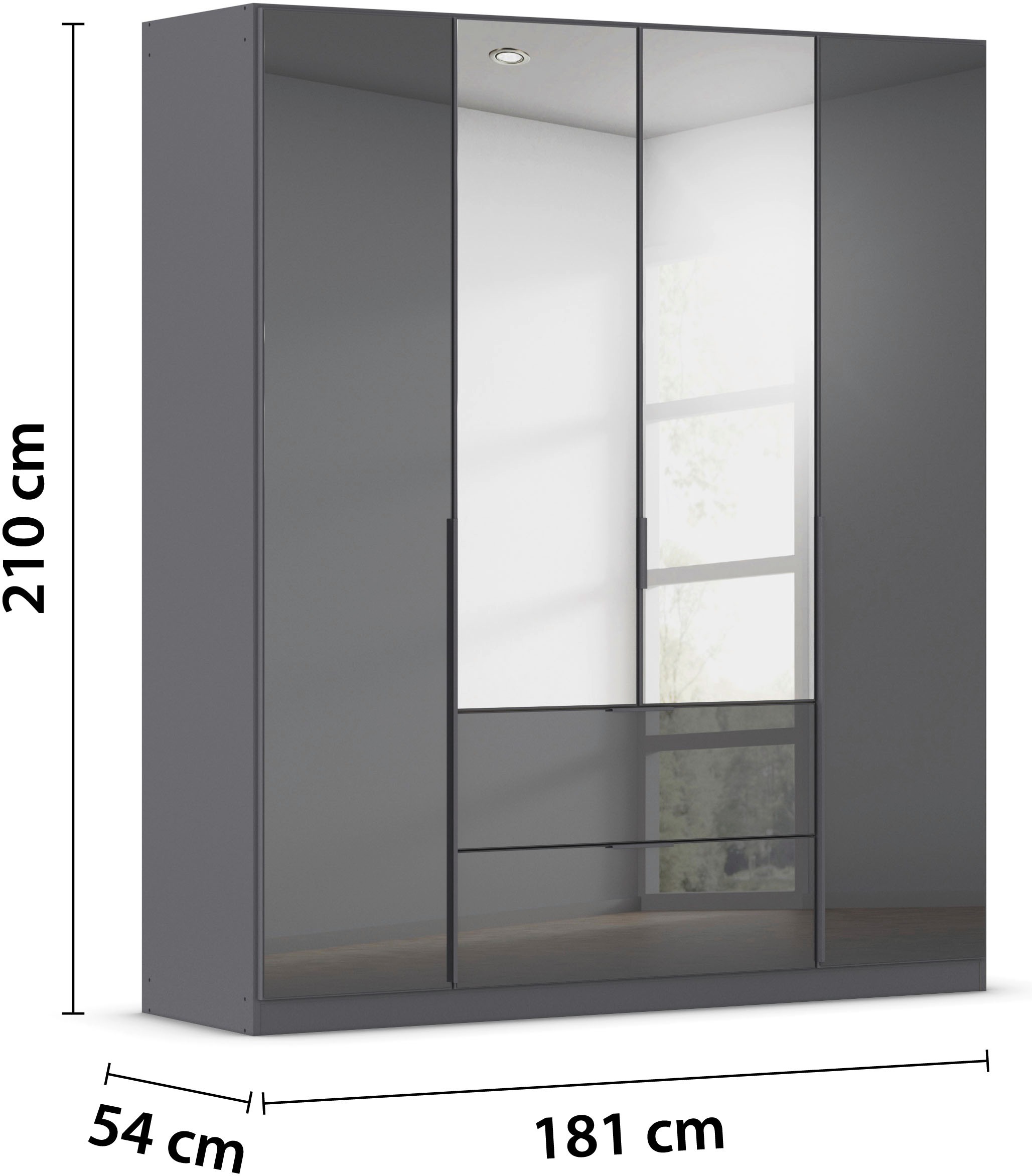 rauch Drehtürenschrank »Kleiderschrank Kleiderschränke Schrank Garderobe AGORDO mit Glasfront«, (in zwei Griff-Farben mit Glasfront), mit Außenschubkästen, in 6 Breiten und 2 Höhen MADE IN GERMANY