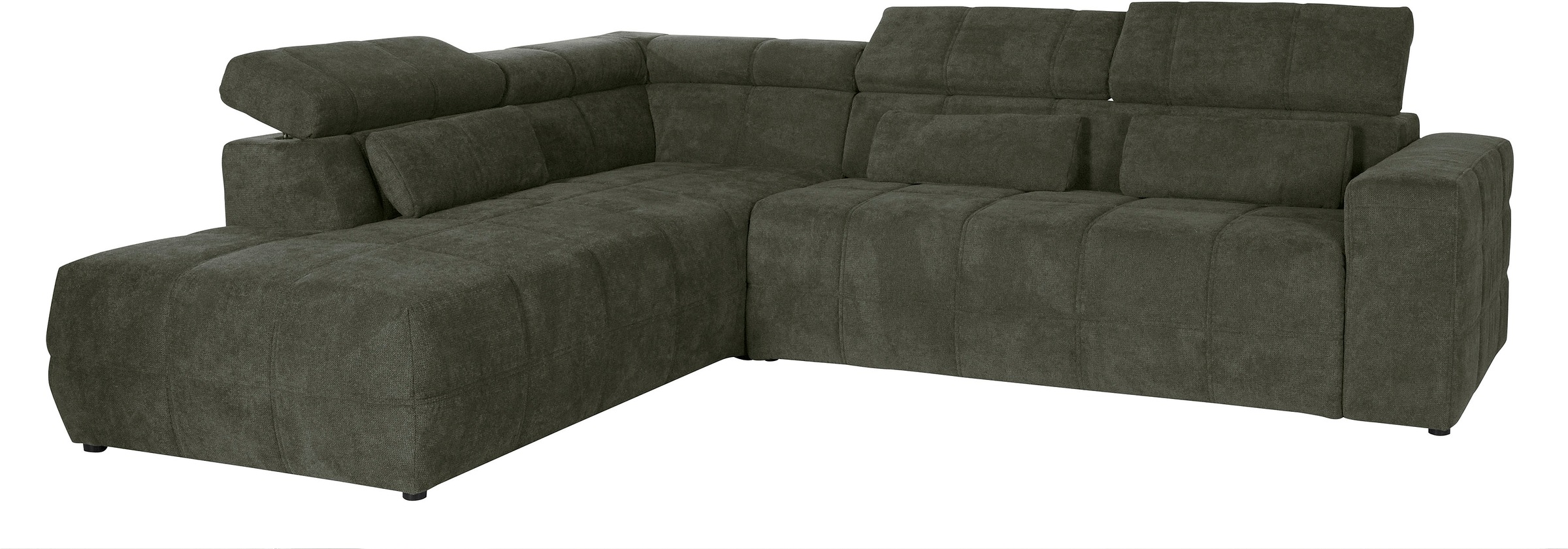 DOMO collection Ecksofa »Brandon L-Form, auch in Leder«, inklusive Kopfteilverstellung, wahlweise mit Sitztiefenverstellung