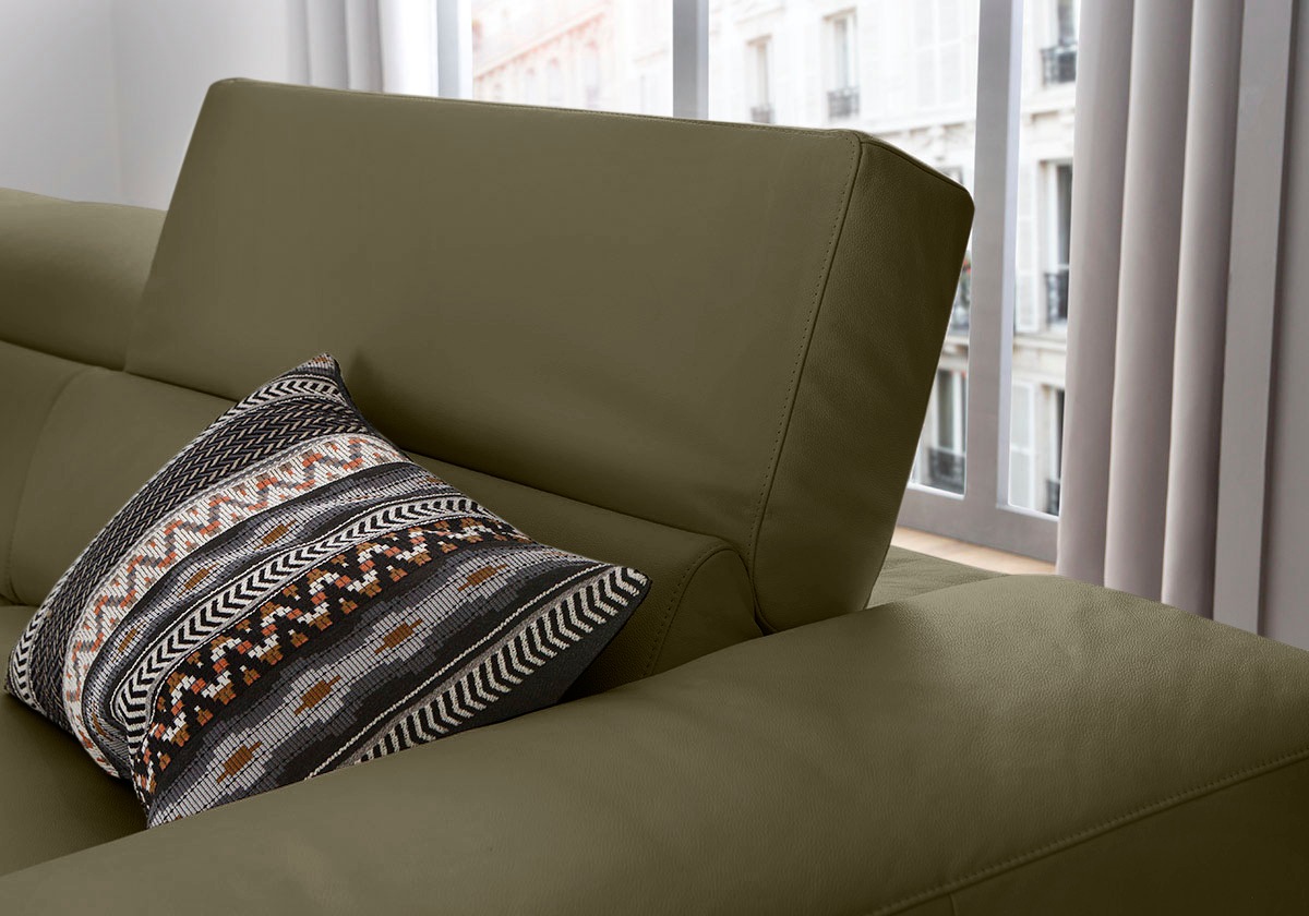 W.SCHILLIG Ecksofa »piedroo, Designsofa mit tollem Sitzkomfort, bequem und elegant, L-Form«, Kopfteilverstellung, wahlweise mit Sitztiefenverstellung, Breite 303cm