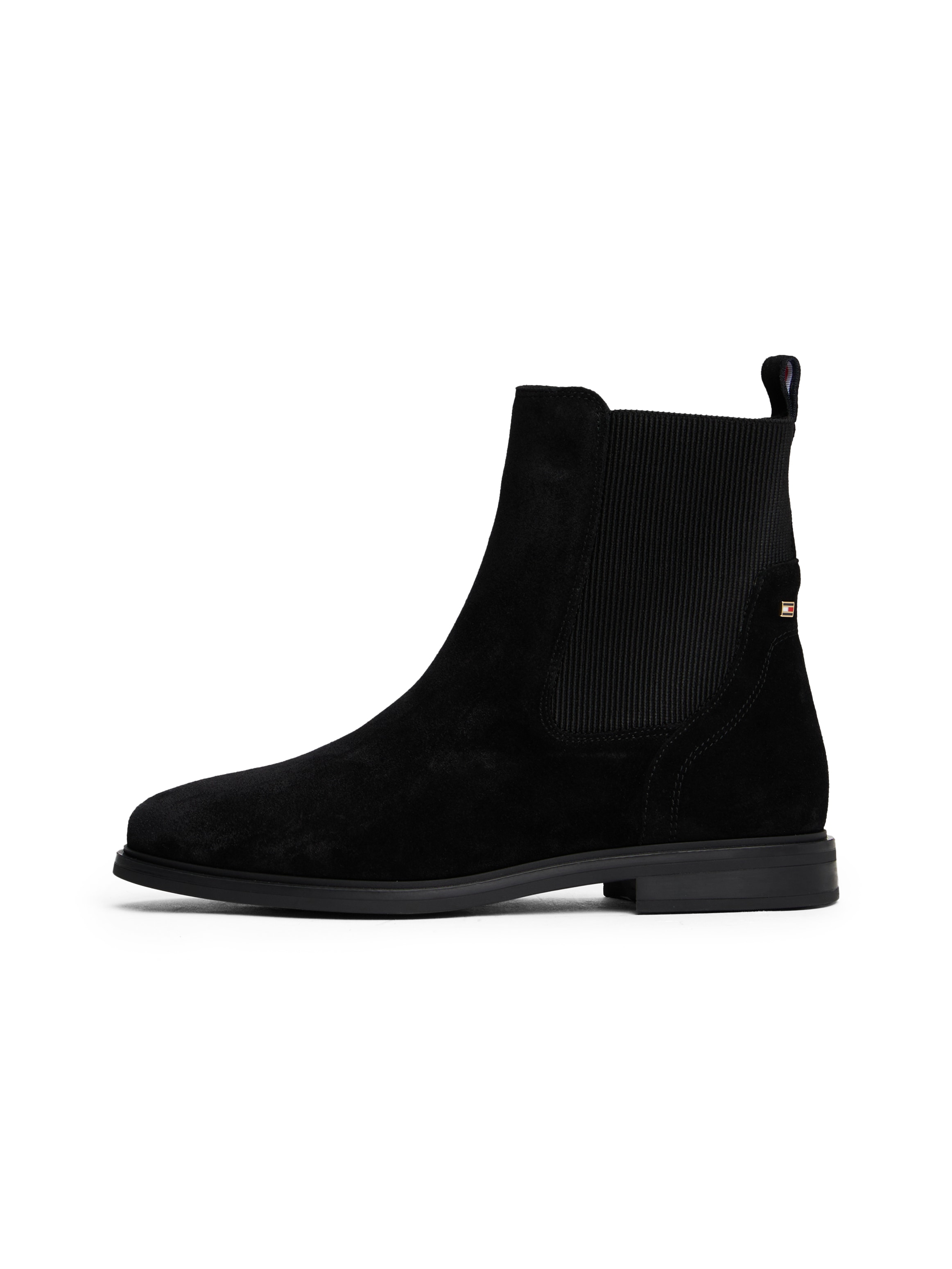 Tommy Hilfiger Chelseaboots »FLAG SUEDE CHELSEA BOOT«, Stiefelette, Businessschuh mit Hardcover-Flagge an der Ferse