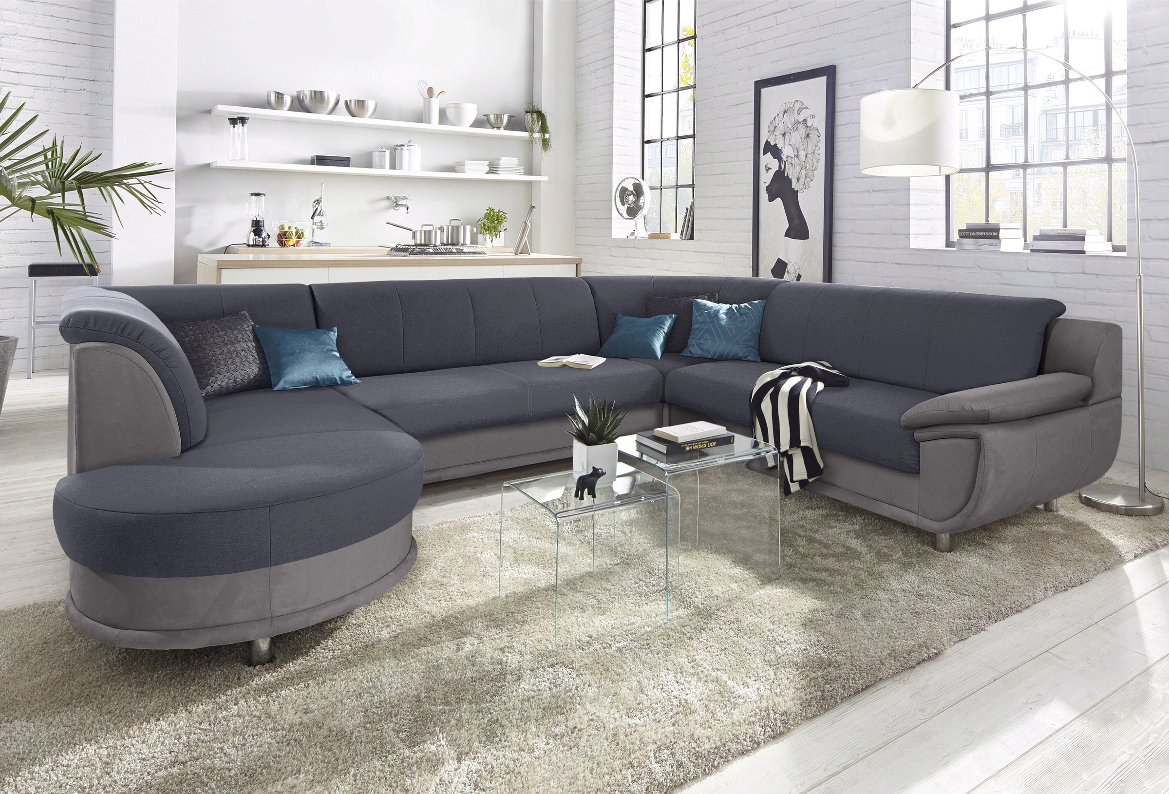 TRENDMANUFAKTUR Wohnlandschaft »Rondo 3, zeitlos und modern, im Materialmix günstig online kaufen