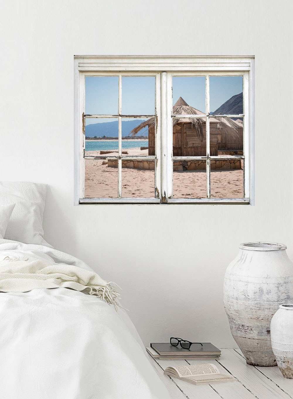 queence Wandsticker »Häuschen am Meer«, Wandsticker, Wandbild, selbstklebend, Meer, Wasser, Haus