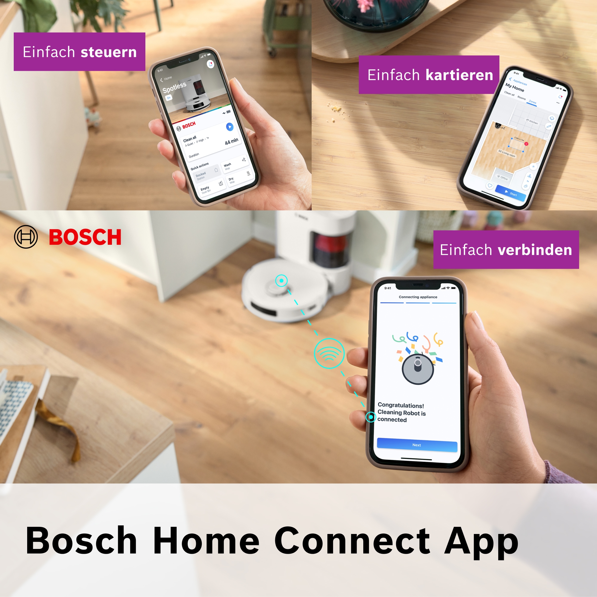 BOSCH Saugroboter »Spotless BCRD2W, Saugroboter mit Wischfunktion, 11.000 Pa Saugkraft« Trocken-Servicestation, Infrarot Navigation, Carbon Bürste