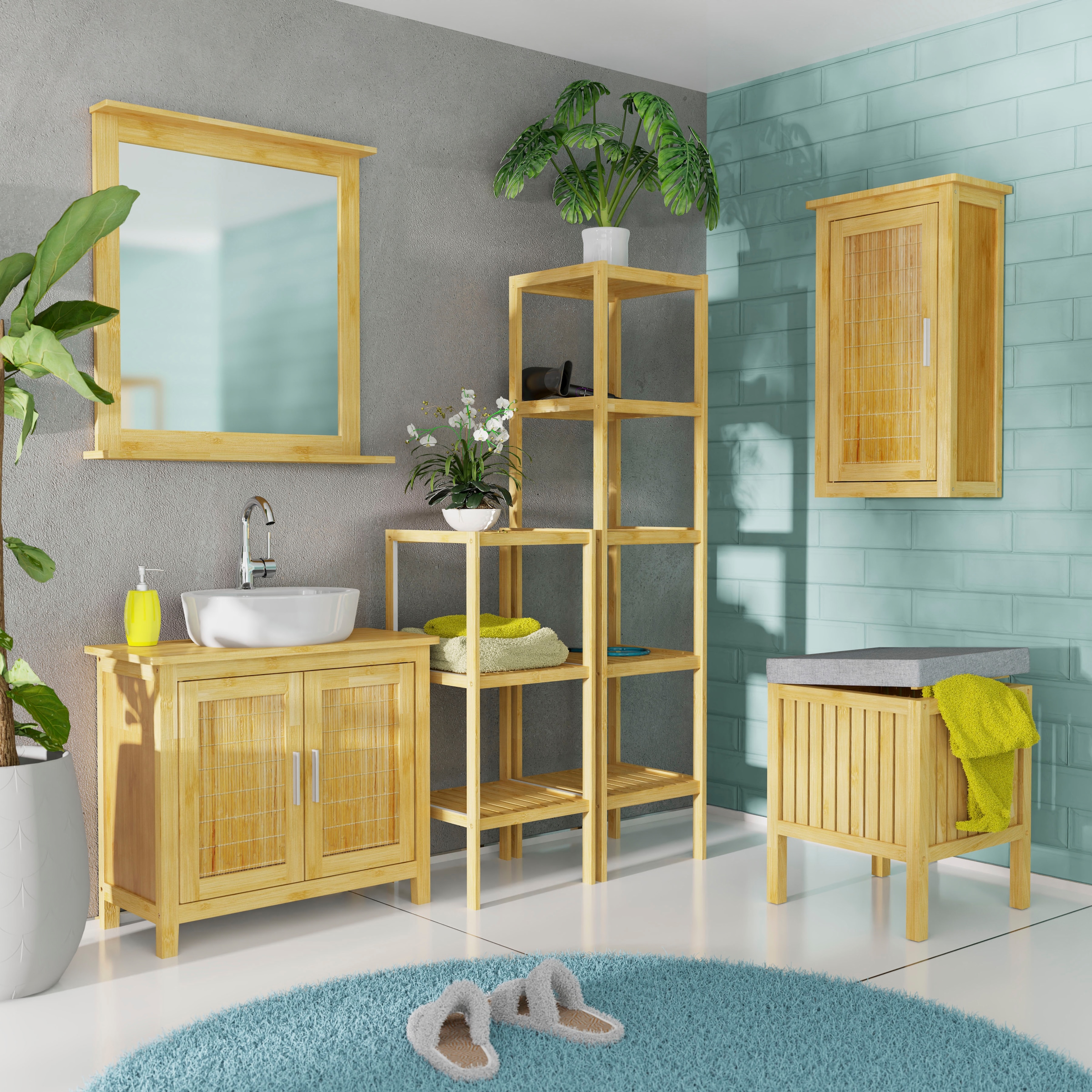 die Badezimmerschrank nachhaltige Hängeschrank Wand, auf schmal »Bambus«, Eisl Raten kaufen Bambus für Badmöbel