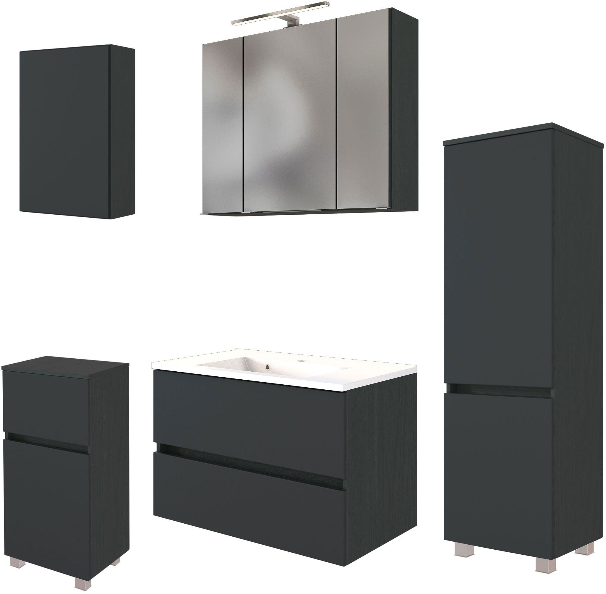welltime Badmöbel-Set »Welltime Möbel Baabe Waschtisch-Set 3tlg. oder 5tlg. günstig online kaufen