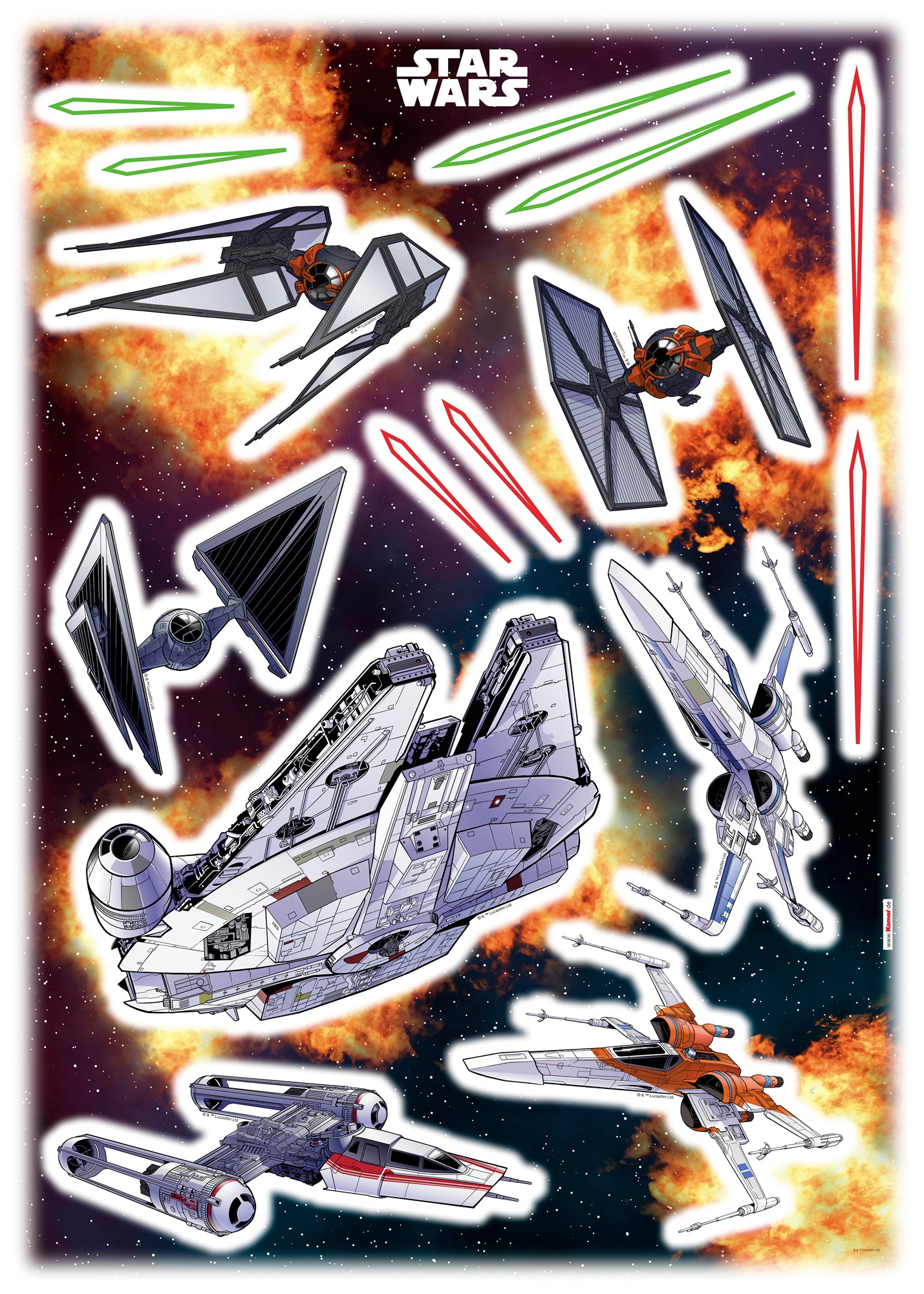 Komar Wandtattoo »Star Wars Spaceship - Größe 50 x 70 cm«, (15 St.), selbstklebend, Wandsticker, Kinderzimmer