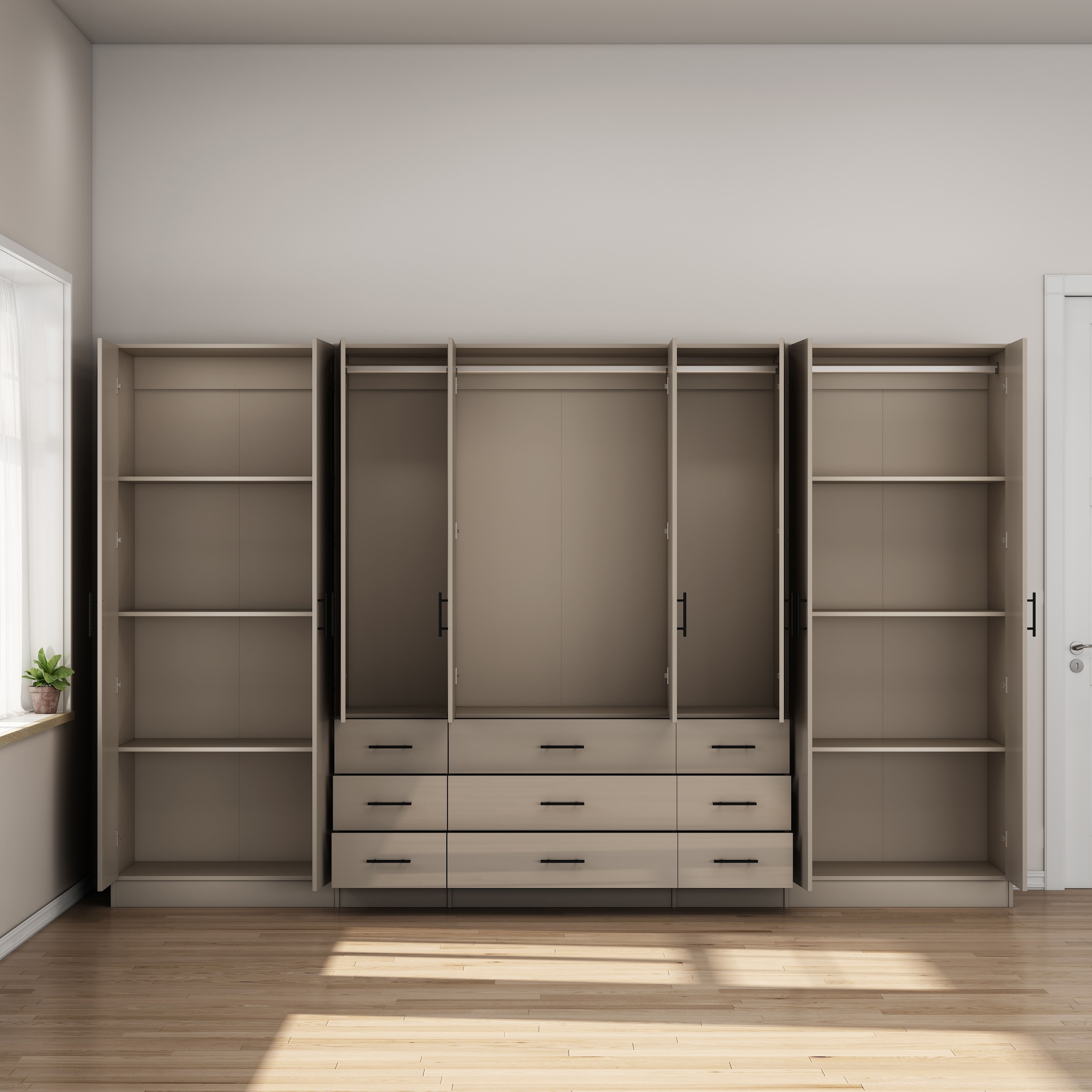 OTTO home Kleiderschrank »Trento Schlafzimmerschrank Garderobe hochglanz« Schrank mit 8 Türen und 9 Schubladen, hochglänzende Fronten
