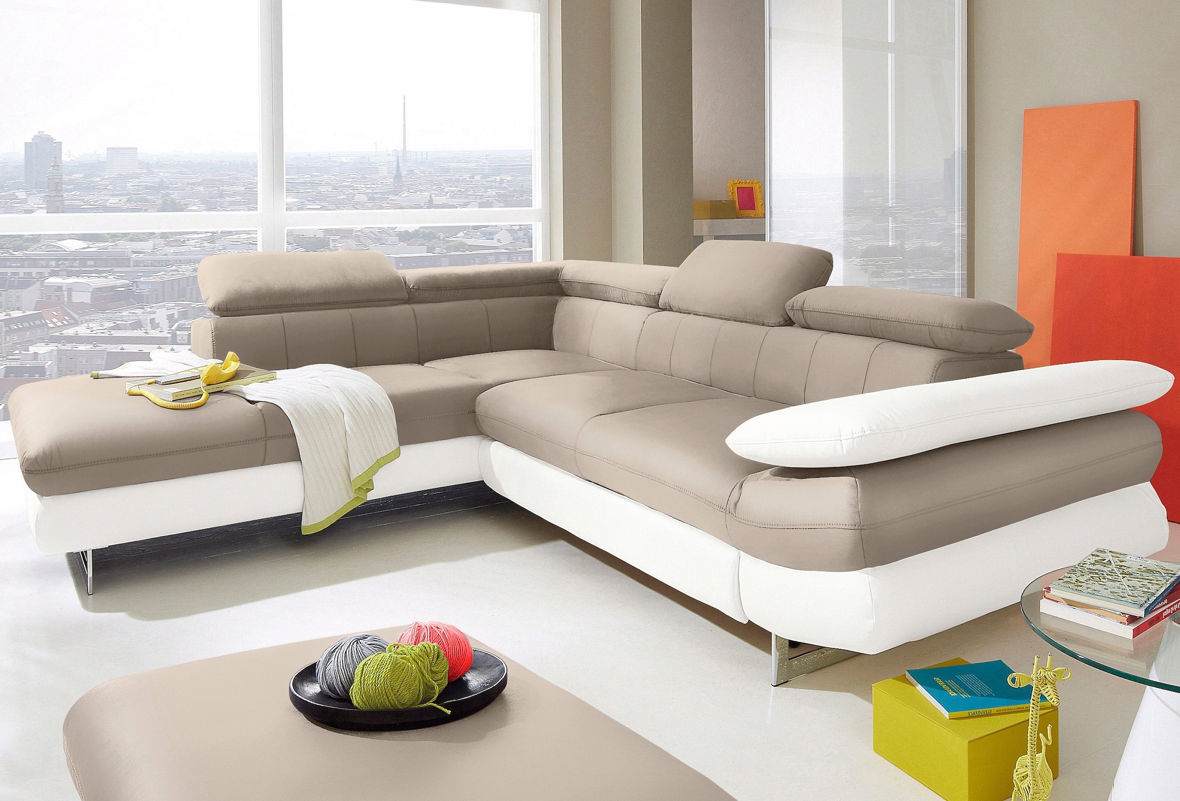 COTTA Ecksofa »Solution L-Form« mit Arm- & Kopfteilverstellung, wahlweise m günstig online kaufen