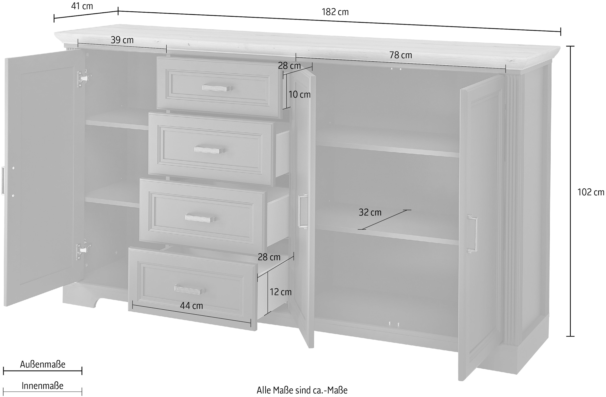 Innostyle Kommode »Jasmin« Breite 182 cm