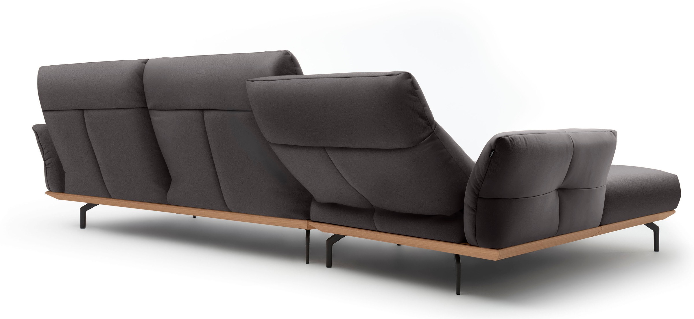 Creation BY ROLF BENZ Ecksofa »CR.460«, Sockel in Eiche, Winkelfüße in Umbragrau, Breite 338 cm
