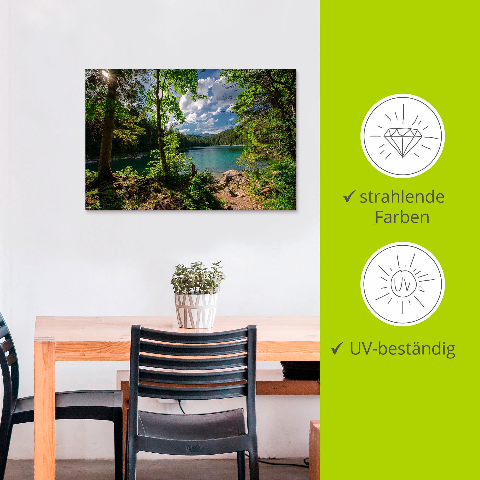 Artland Wandbild »Eibsee«, Gewässer, (1 St.), als Alubild, Outdoorbild, Leinwandbild in verschied. Größen