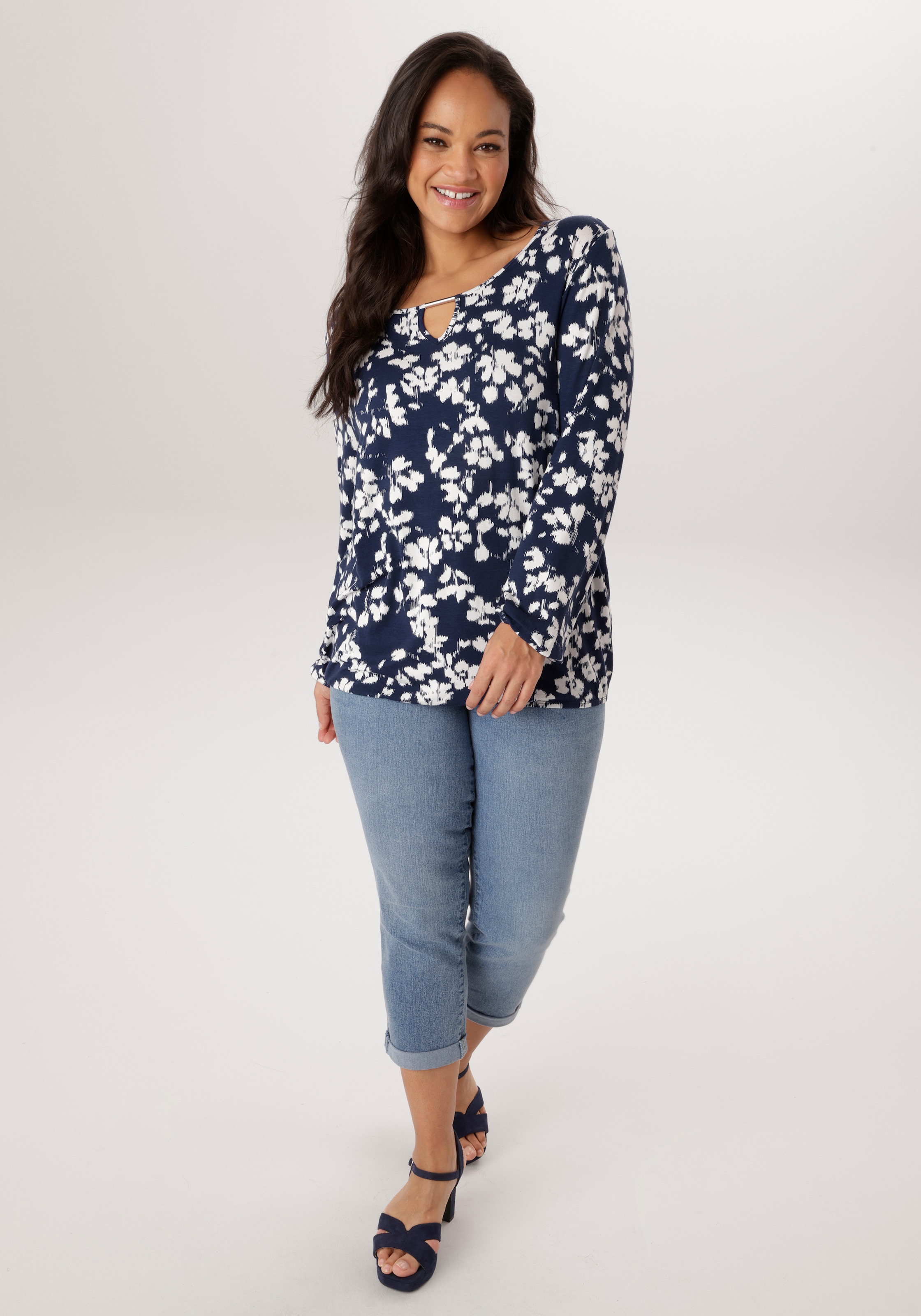 Aniston PLUS Langarmshirt aus weich fließender Viskose - NEUE KOLLEKTION