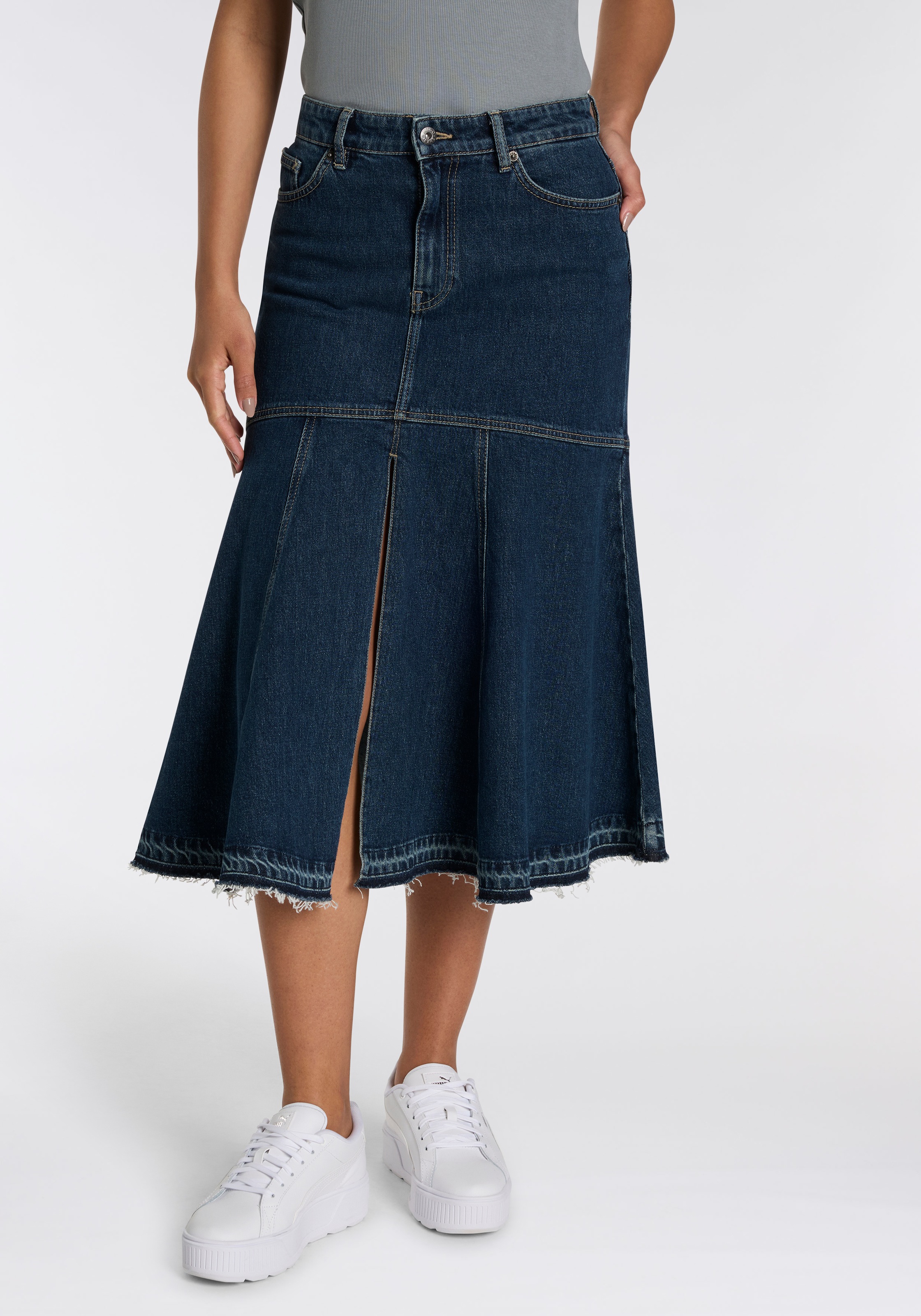 HUGO BLUE Jeansrock »Gidya« Mid Rise, mit Volants und Schlitz Navy 412 S (36) S (36) Jeansrock von HUGO Blue Womenswear