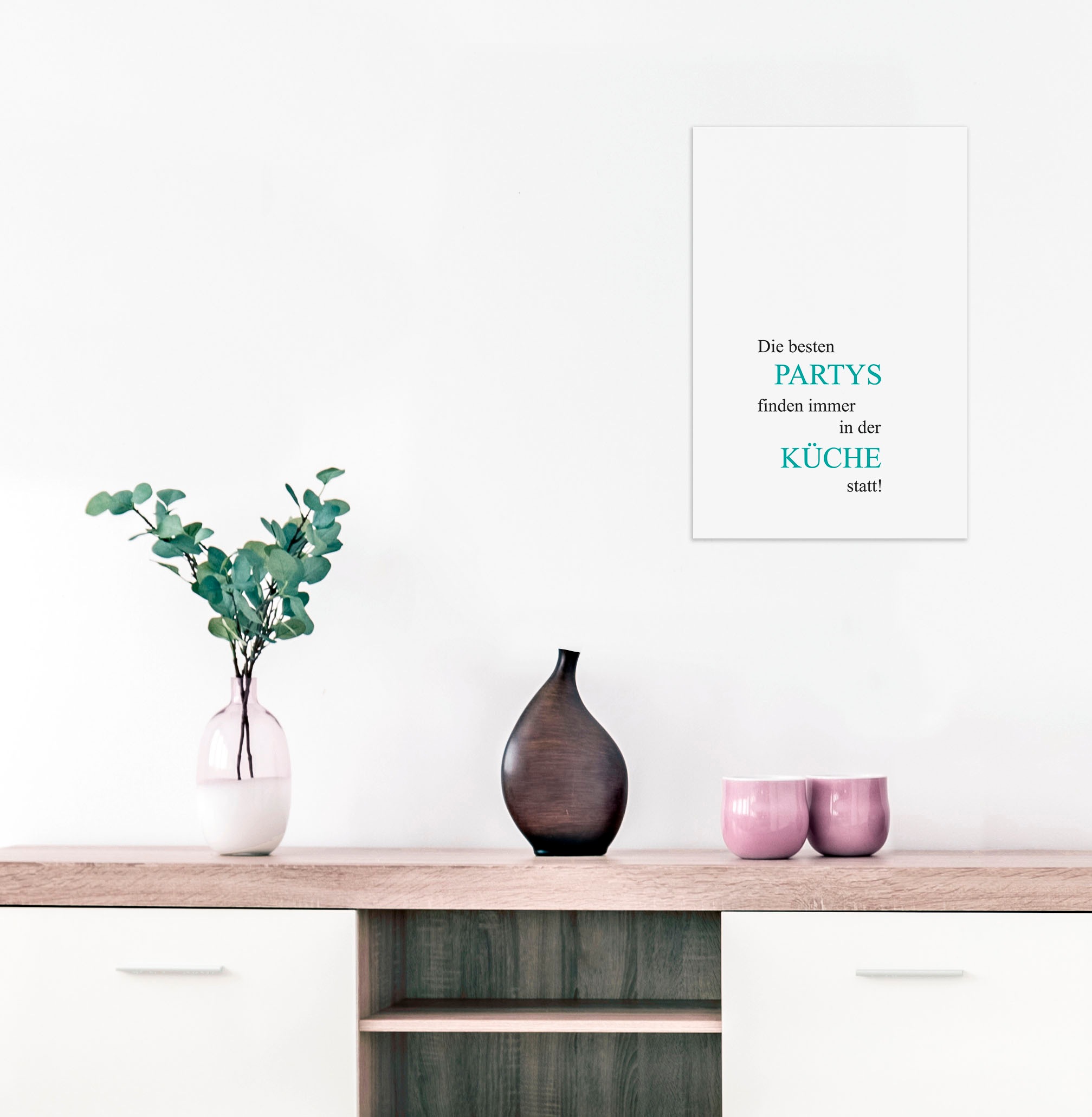 queence Wanddekoobjekt »Partys und Küche«, Stahlschild, Blechschild, Spruch, Witzig, Wanddeko, retro, 20x30cm