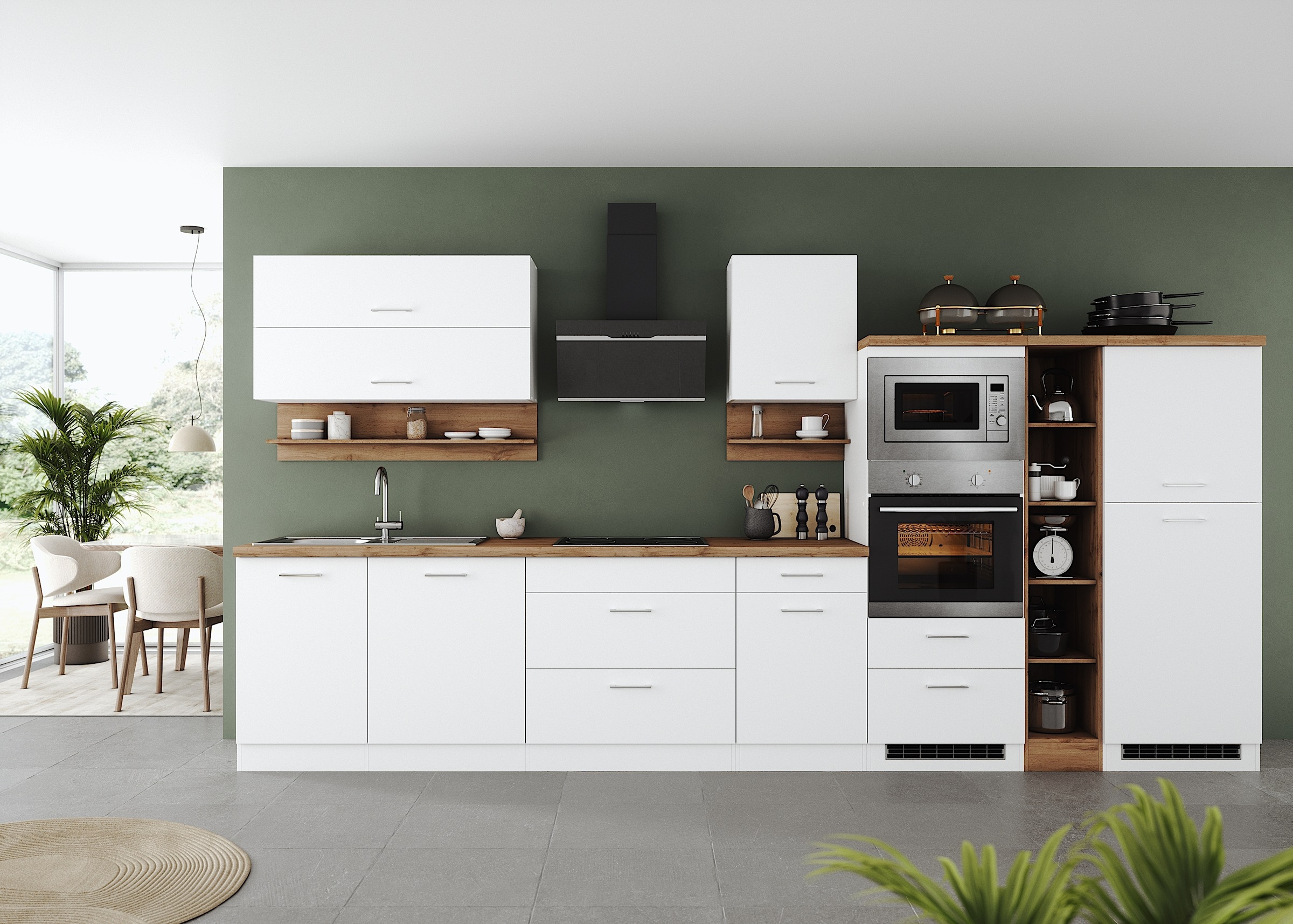 KOCHSTATION Küchenzeile »KS-Milan« 390 cm breit, viel Stauraum, wahlweise m günstig online kaufen