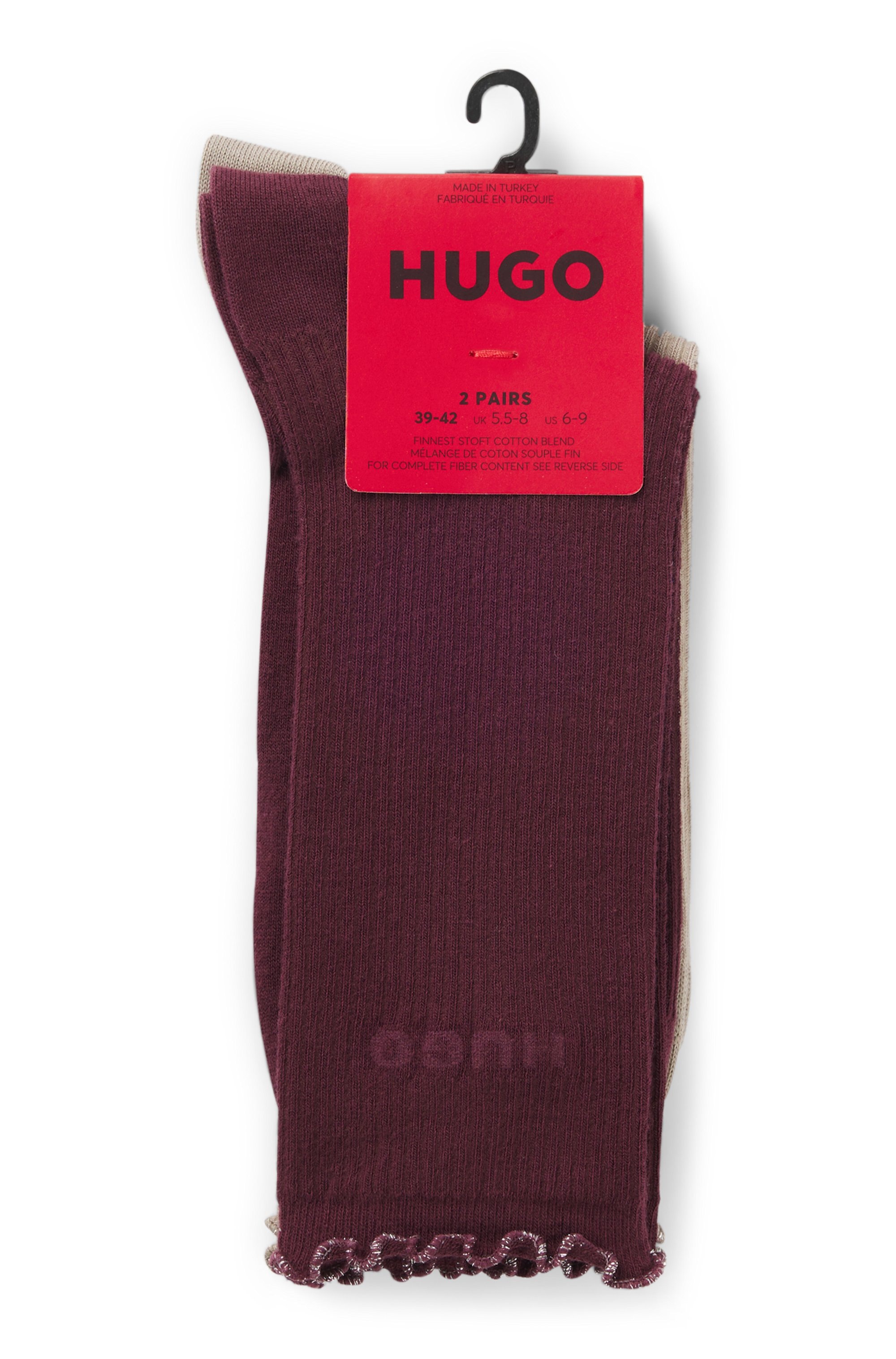 HUGO Underwear Basicsocken »2P RS LETTUCE CC W« 2 Paar tlg. Bund leicht gekräuselt