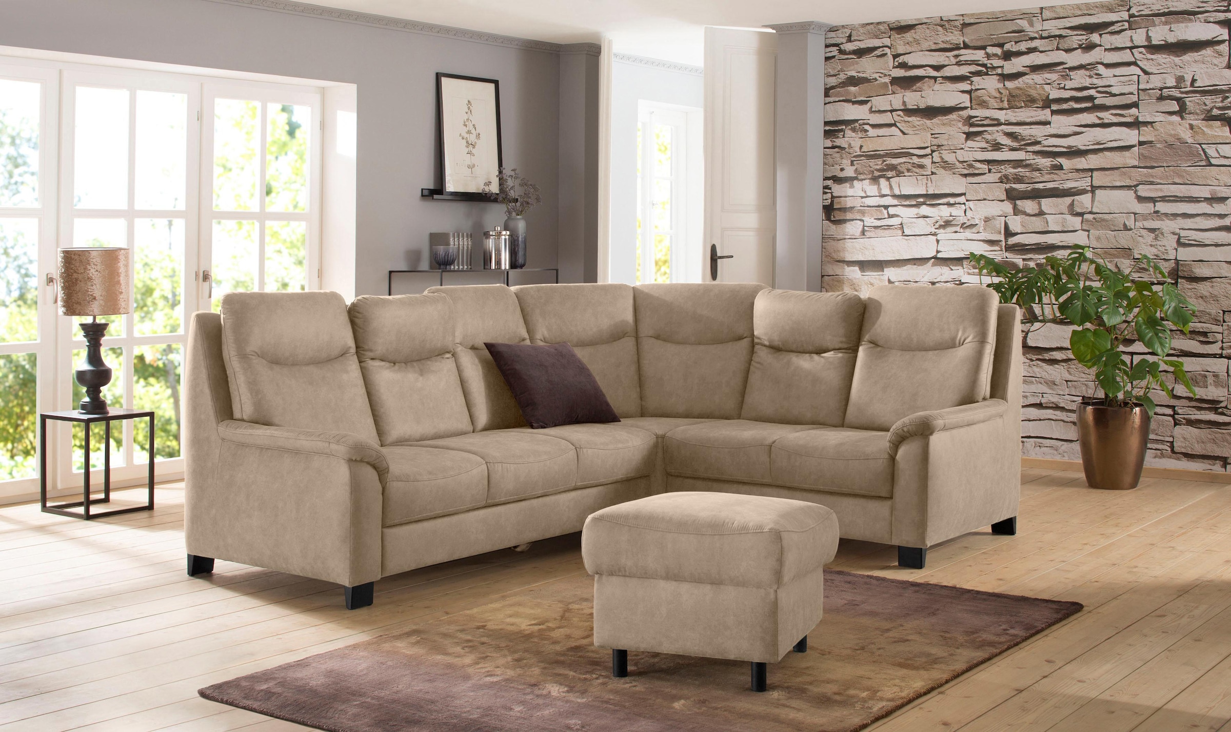 Home affaire Ecksofa »Boccaccio L-Form« mit Federkern, incl. Kopfteilverste günstig online kaufen