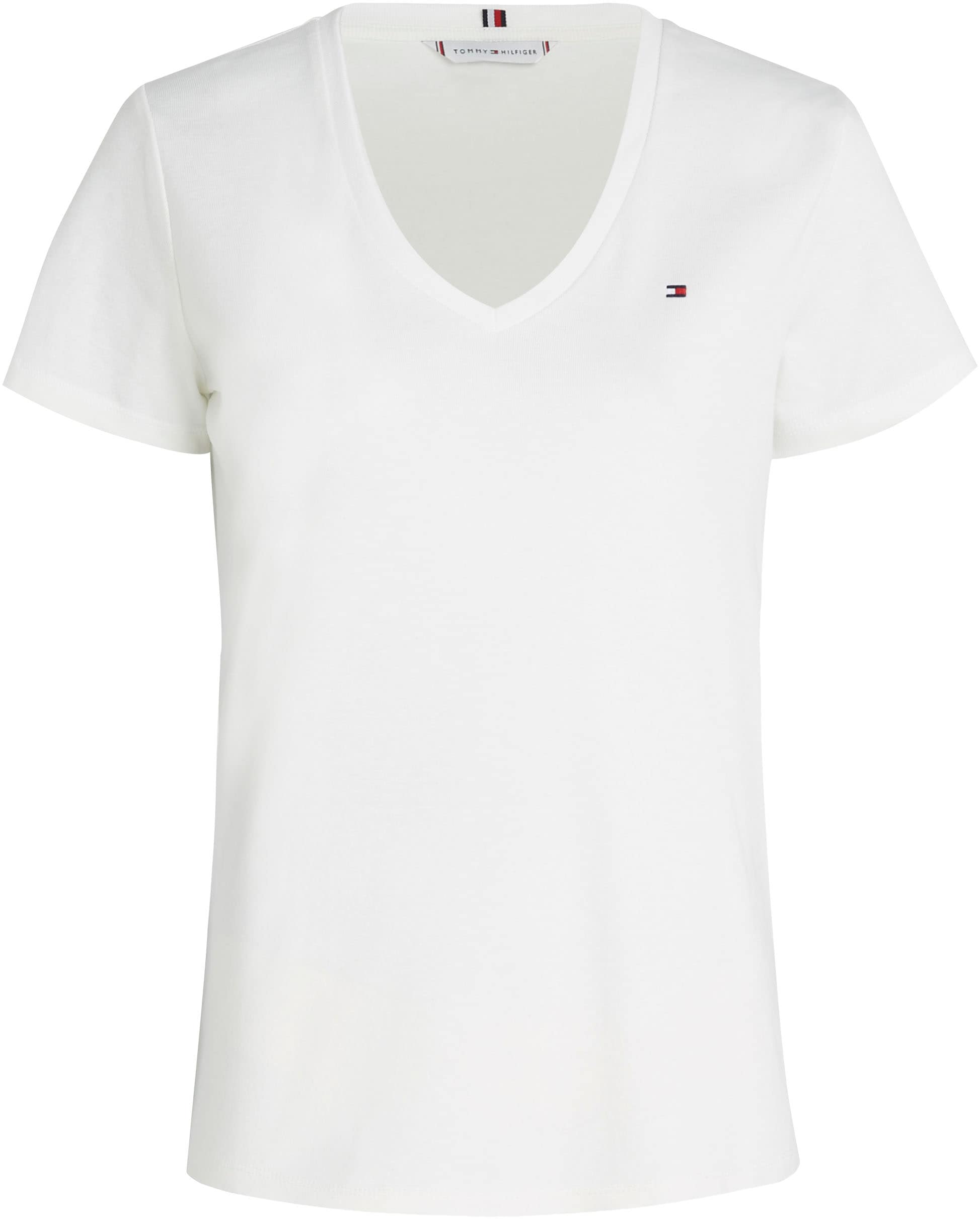 Tommy RIB V-NECK CODY SS«, online T-Shirt Logostickerei mit bestellen dezenter Hilfiger »SLIM