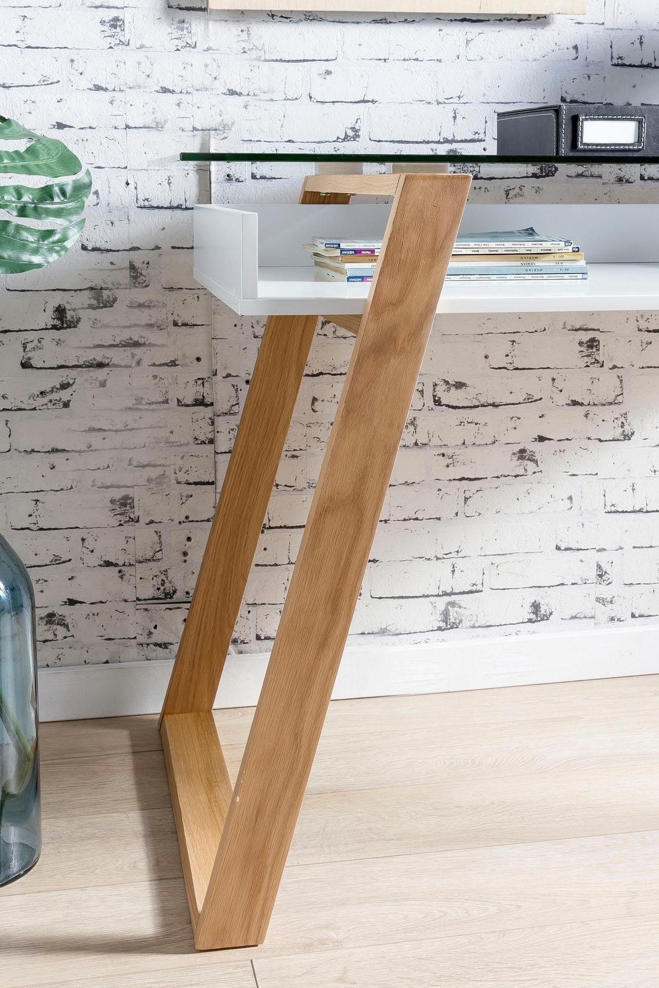 SalesFever Schreibtisch »Falun - Arbeitsplatz Deluxe: Der Schreibtisch«, Eleganz trifft Funktion: Mit Glasplatte