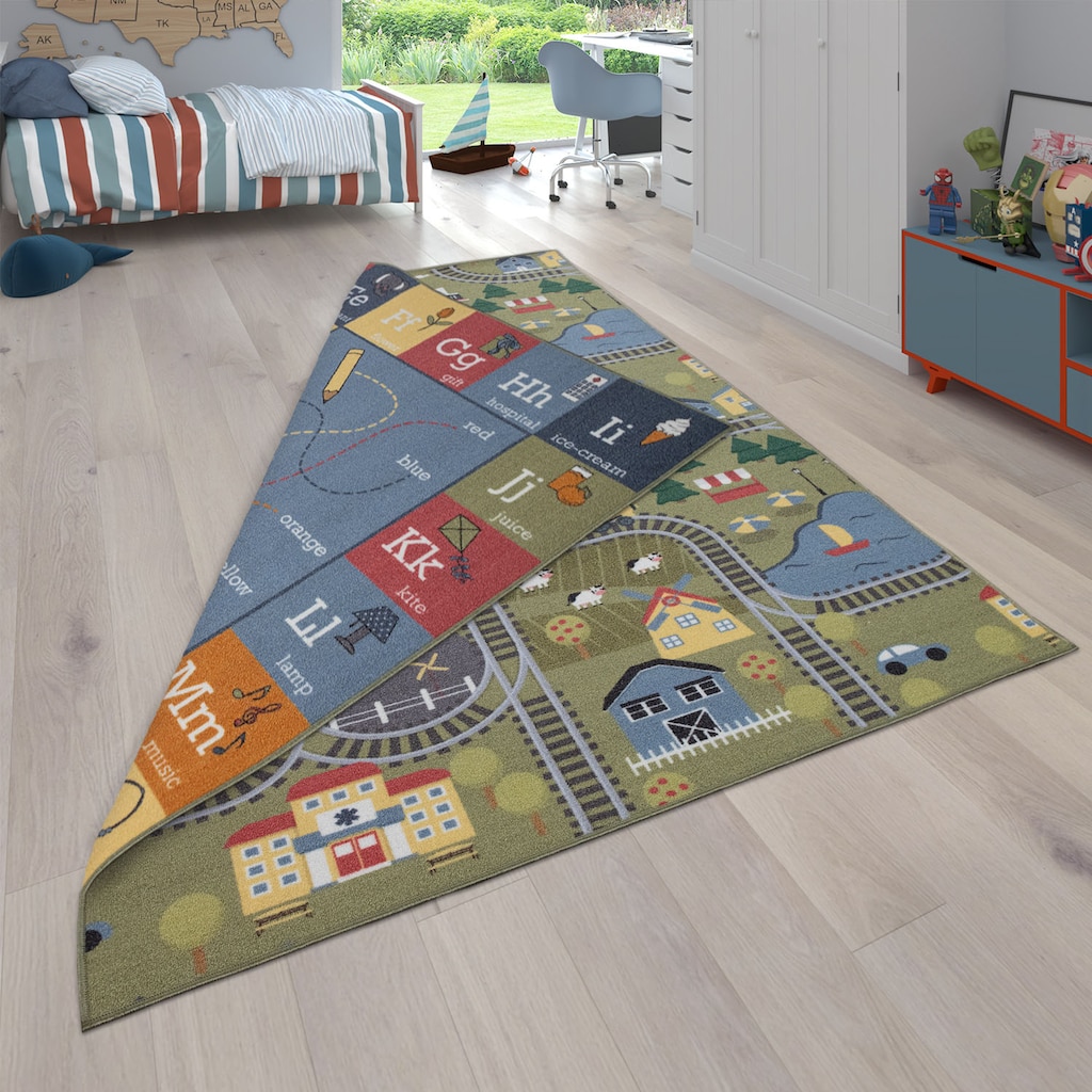 Paco Home Kinderteppich »Lino 682«, rund, Wendeteppich, Straßen-Spielteppich & Lernteppich, Kinderzimmer