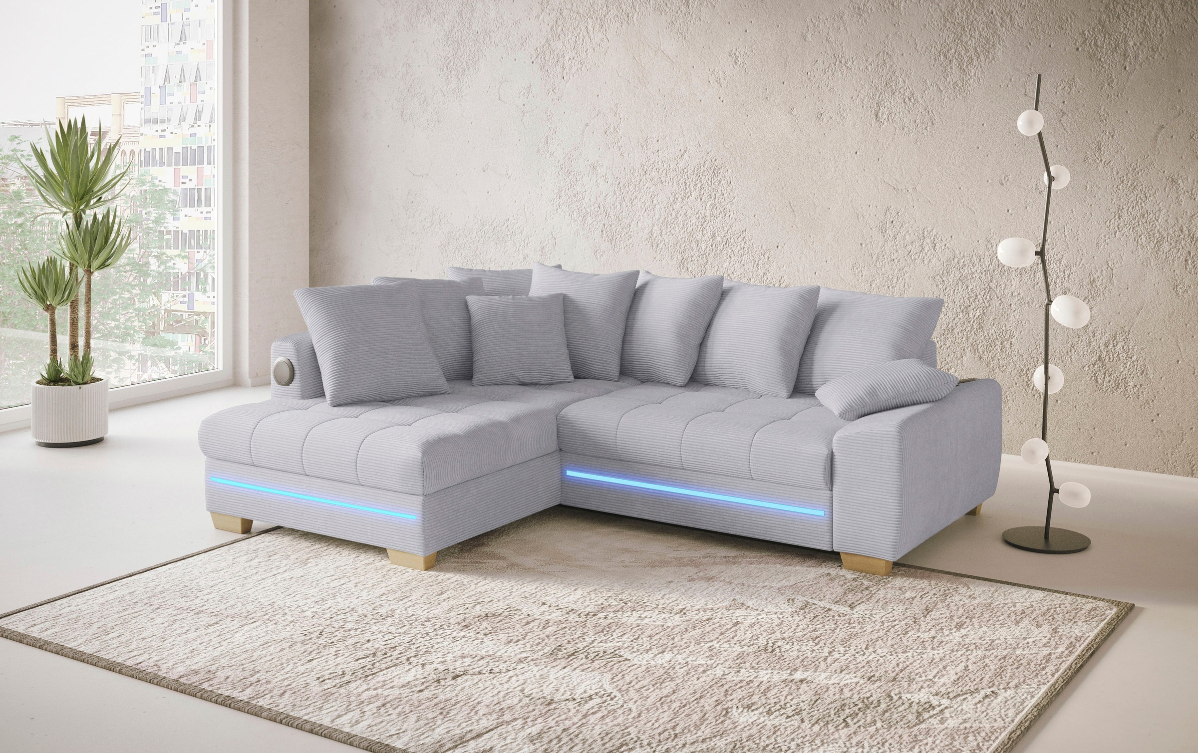 Mr. Couch Ecksofa »Nikita II, L-Form«, mit Kaltschaum, RGB-LED, Soundsystem günstig online kaufen