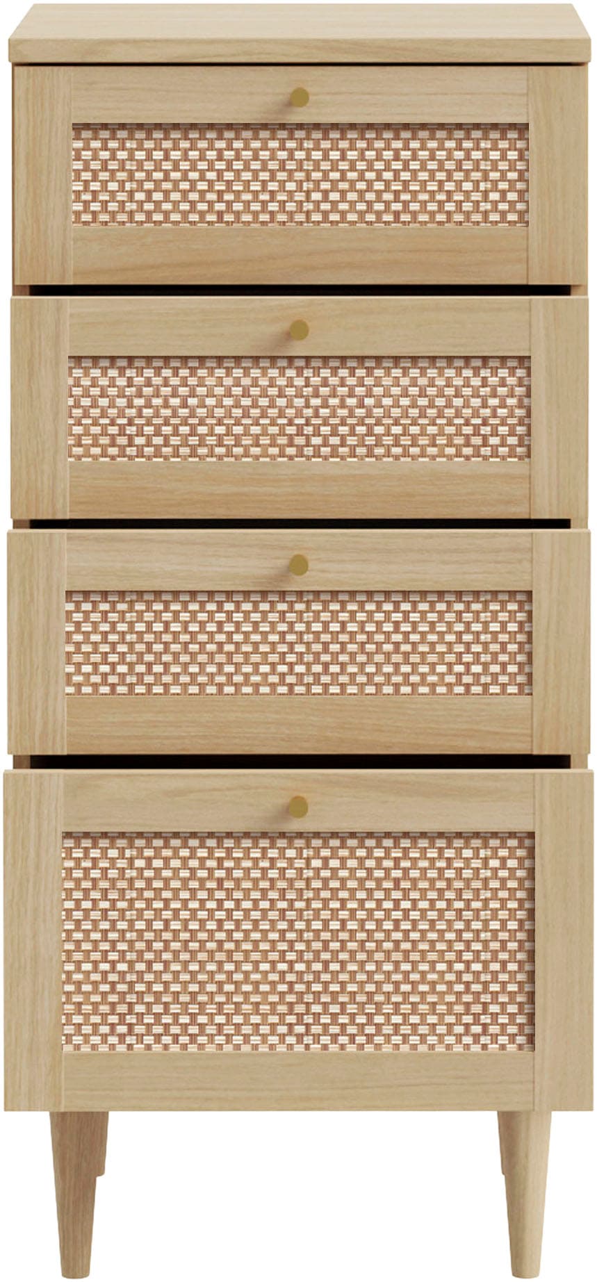 OTTO home Kommode »ELLIAN mit  Wiener Geflechtoptik, 4 Schubkästen« Holzfüße, Metallgriffe, Made in EU, viel Stauraum