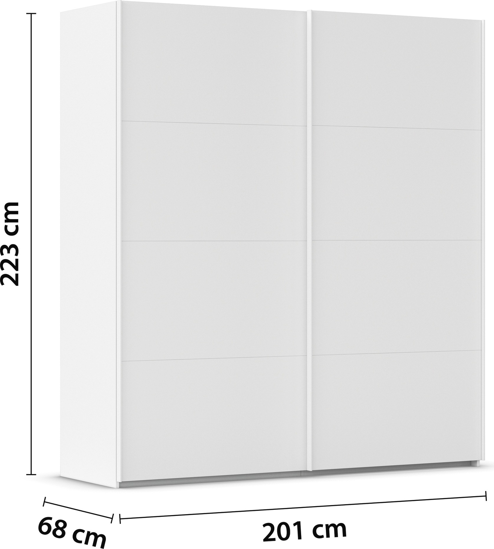 rauch Schwebetürenschrank »Kleiderschrank Schrank Garderobe Schlafzimmerschrank EVELYN«, in elegantem Stil, in 5 Breiten, Griffe in Korpusfarbe MADE IN GERMANY