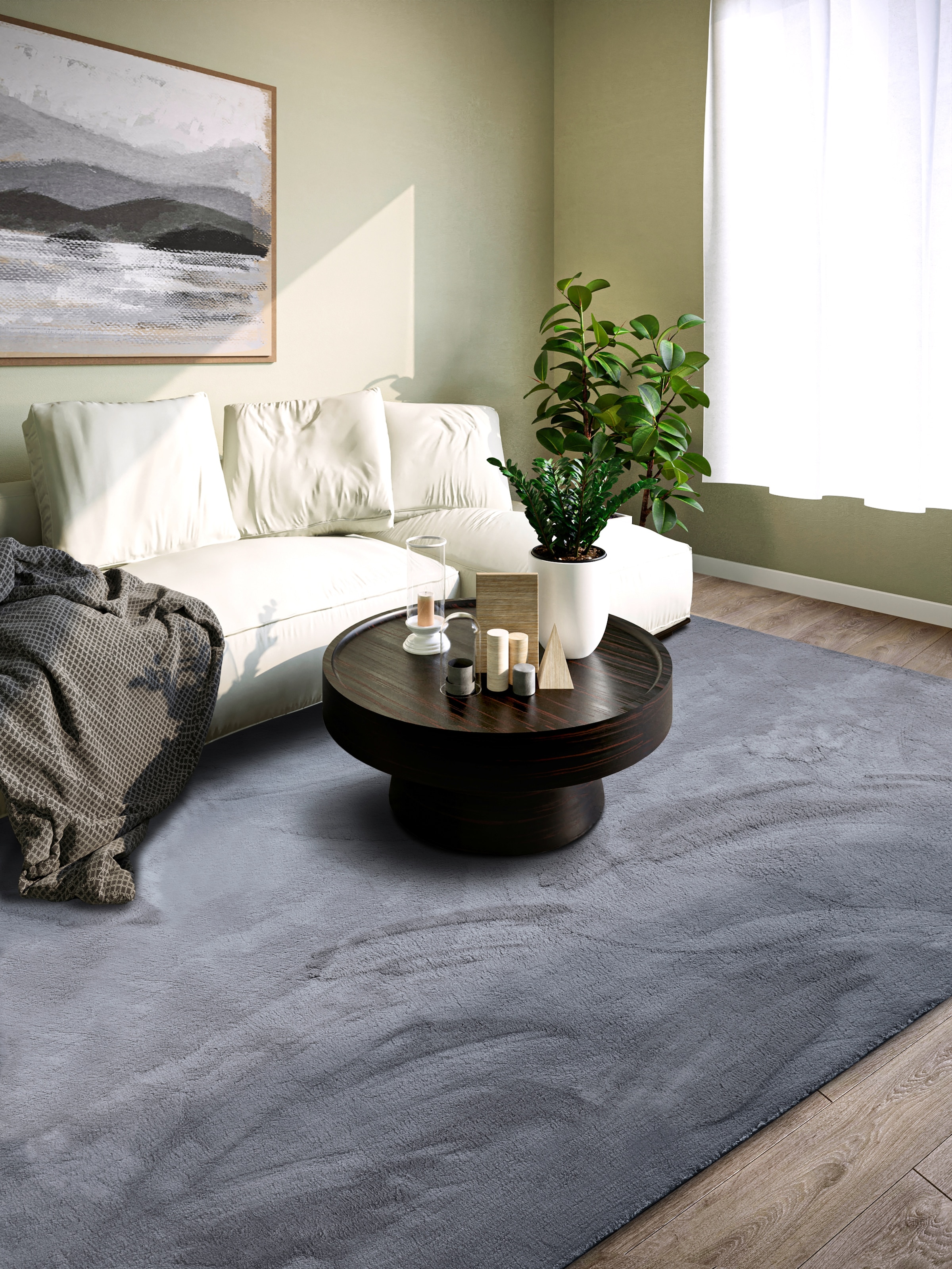 Villeroy & Boch Teppich »Leon«, rechteckig, 15 mm Höhe, Langflor, Shaggy, uni, flauschig weich, glänzend, Kaninchenfell Haptik