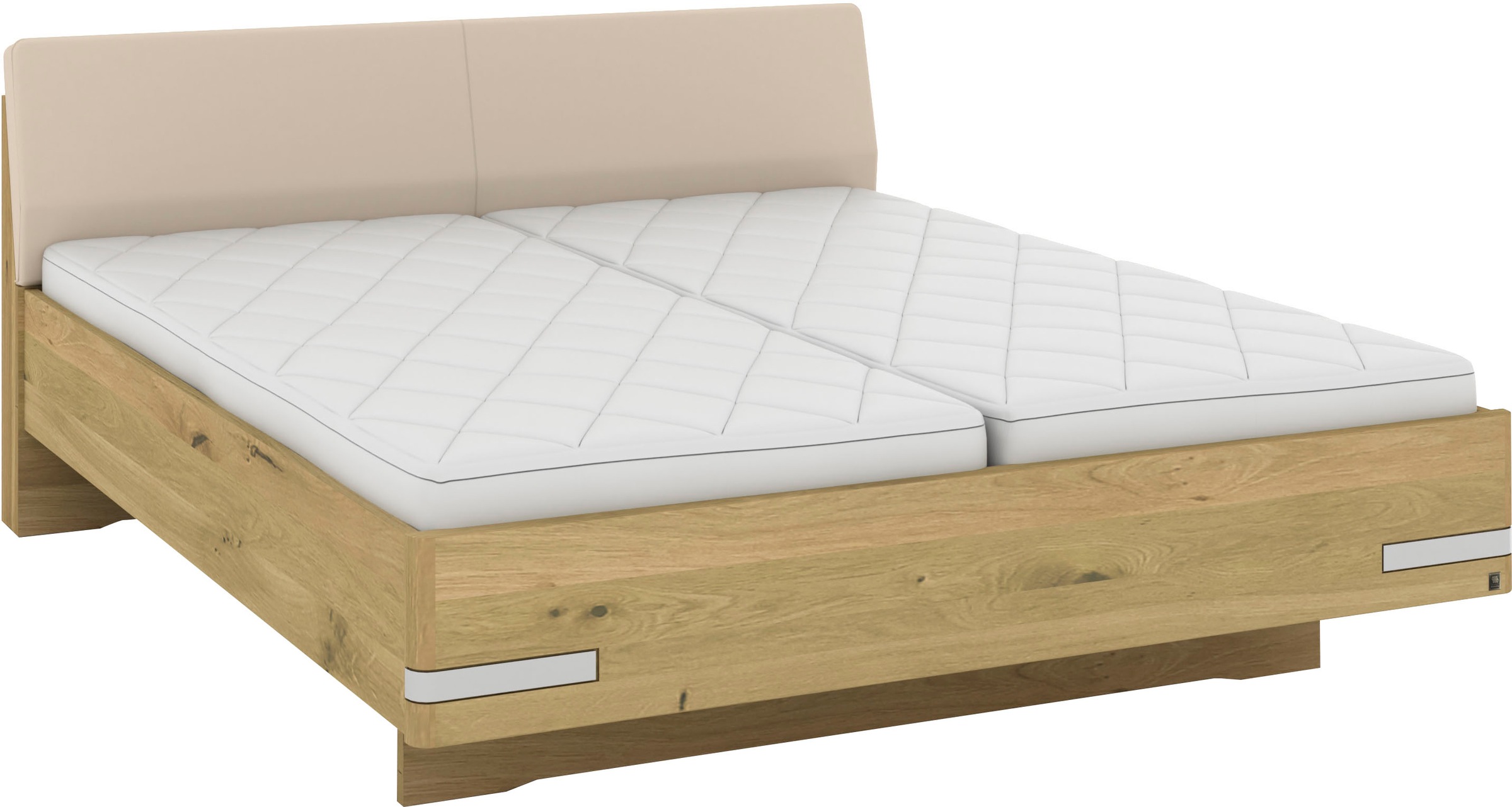 Musterring Holzbett »Savona«, (Belastbarkeit 220 Kg, 4-fache Liegehöhenverstellung, MADE IN GERMANY), Kopfteil Kunstleder Champagner, Details in Chrom, verschiedene Größen